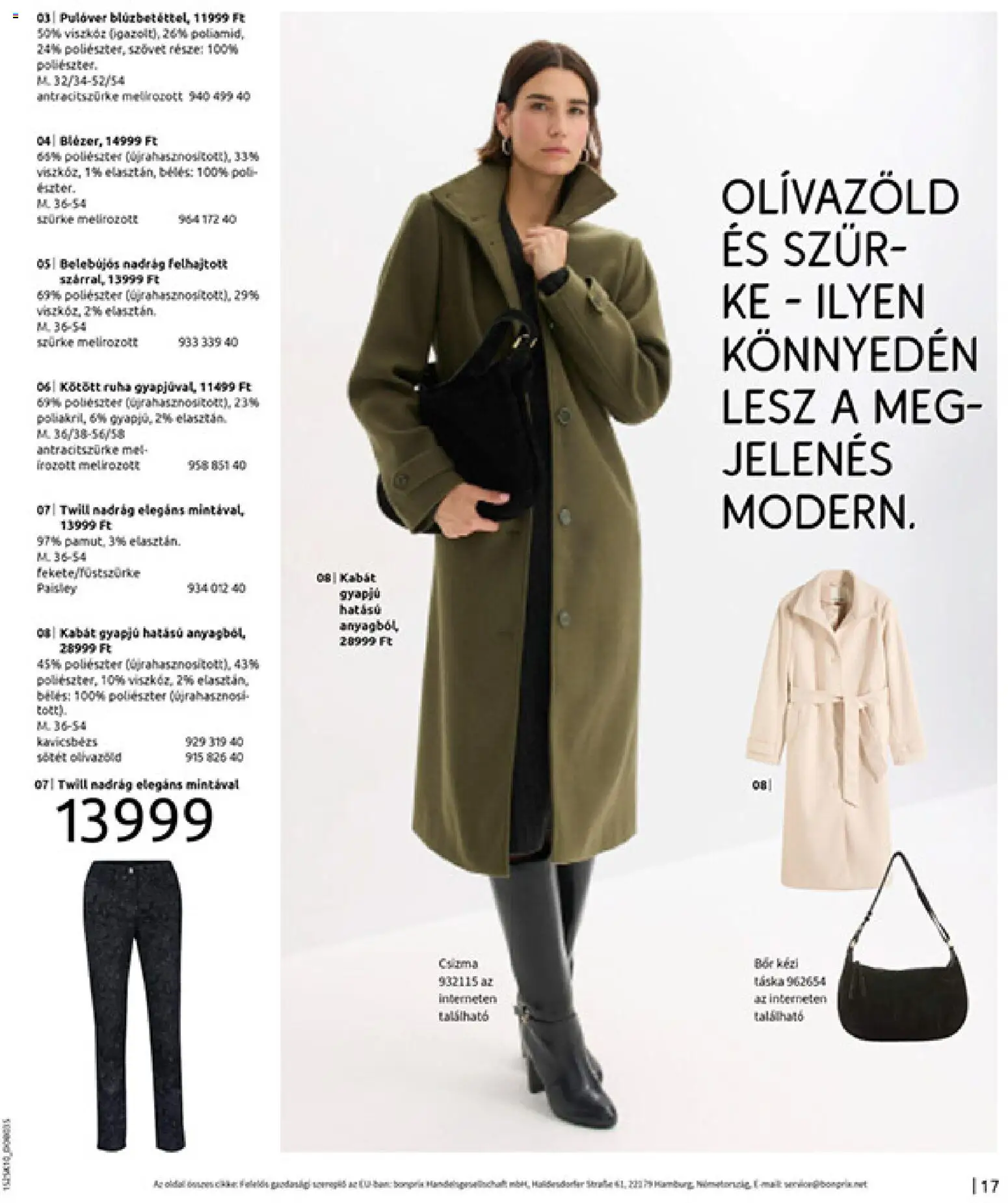 Bonprix akciós ujság - amely érvényes a következő dátumtól: 04.11.2025 | Oldal: 19 | Termékek: Ruha, Pulóver, Kabát, Nadrág