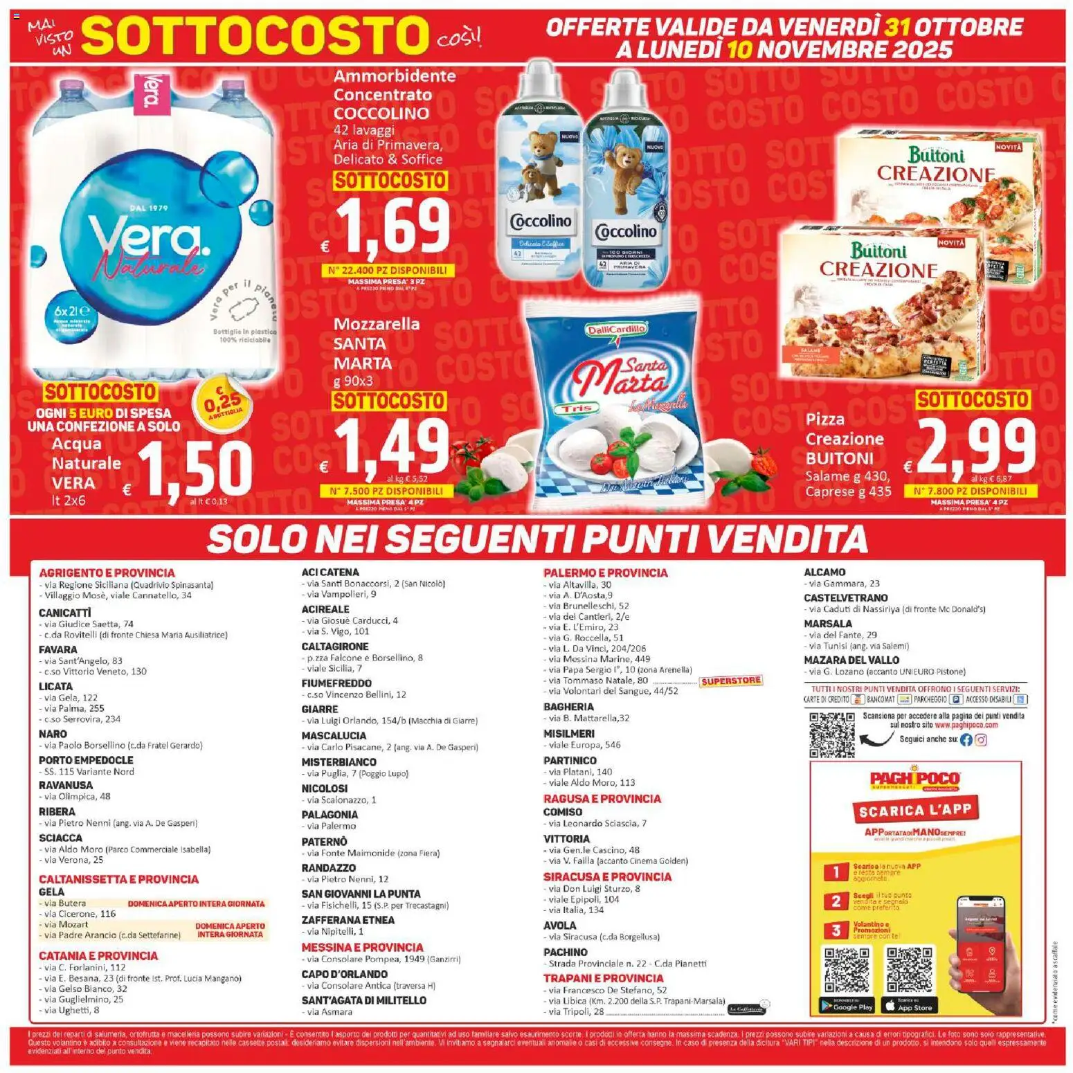 Volantino Paghi Poco del 31.10.2025 | Pagina: 20 | Prodotti: Salame, Pizza, Mozzarella, Acqua naturale