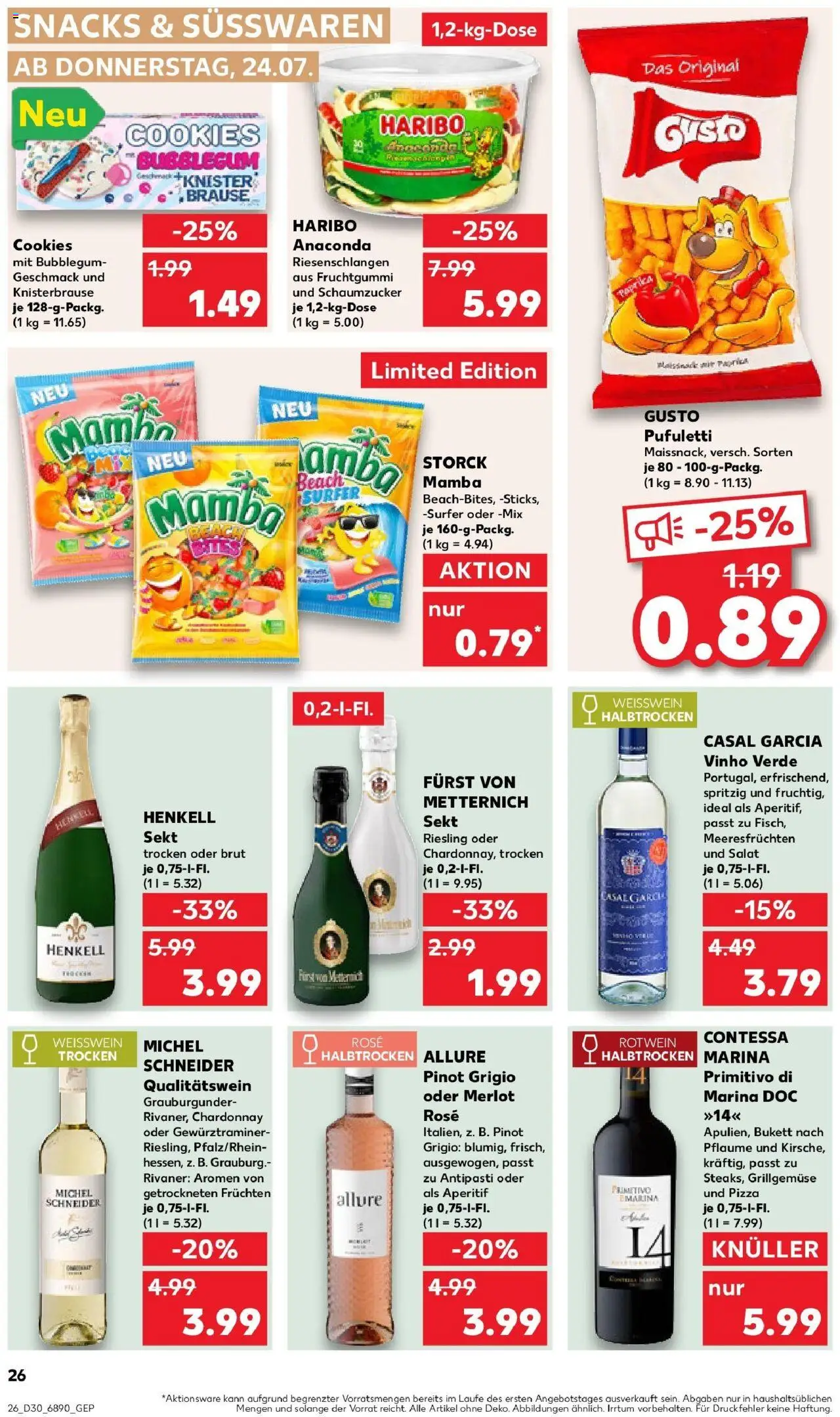 Kaufland prospekt Beckum	 - gültig ab dem 24.07.2025 | Seite: 26 | Produkte: Furst von metternich, Weißwein, Rotwein, Weißwein halbtrocken