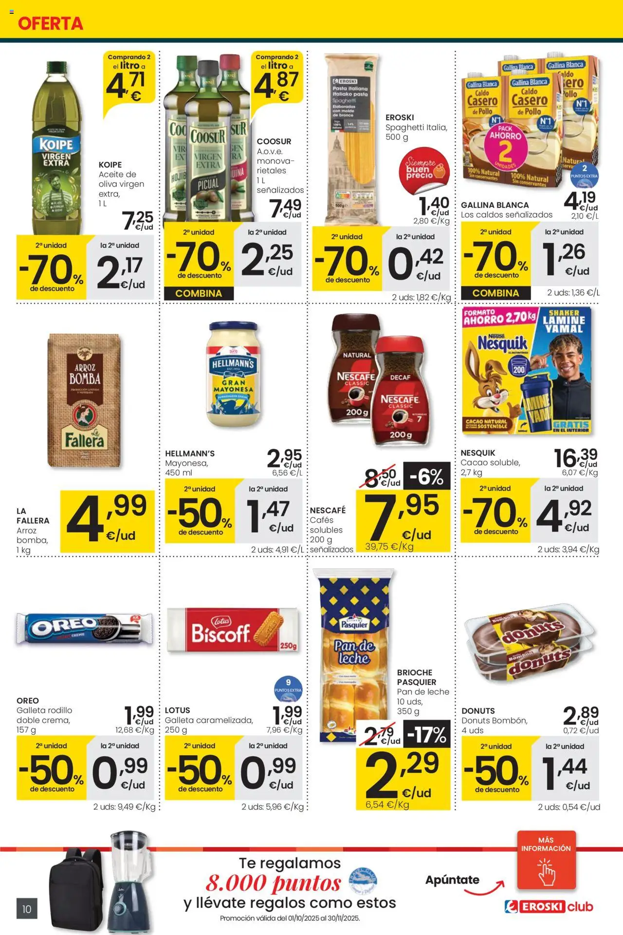 Eroski - Precio más bajo  │ válido desde el 02.10.2025 | Página: 10 | Productos: Pan, Arroz, Pasta, Φρυγανιές σικάλεως