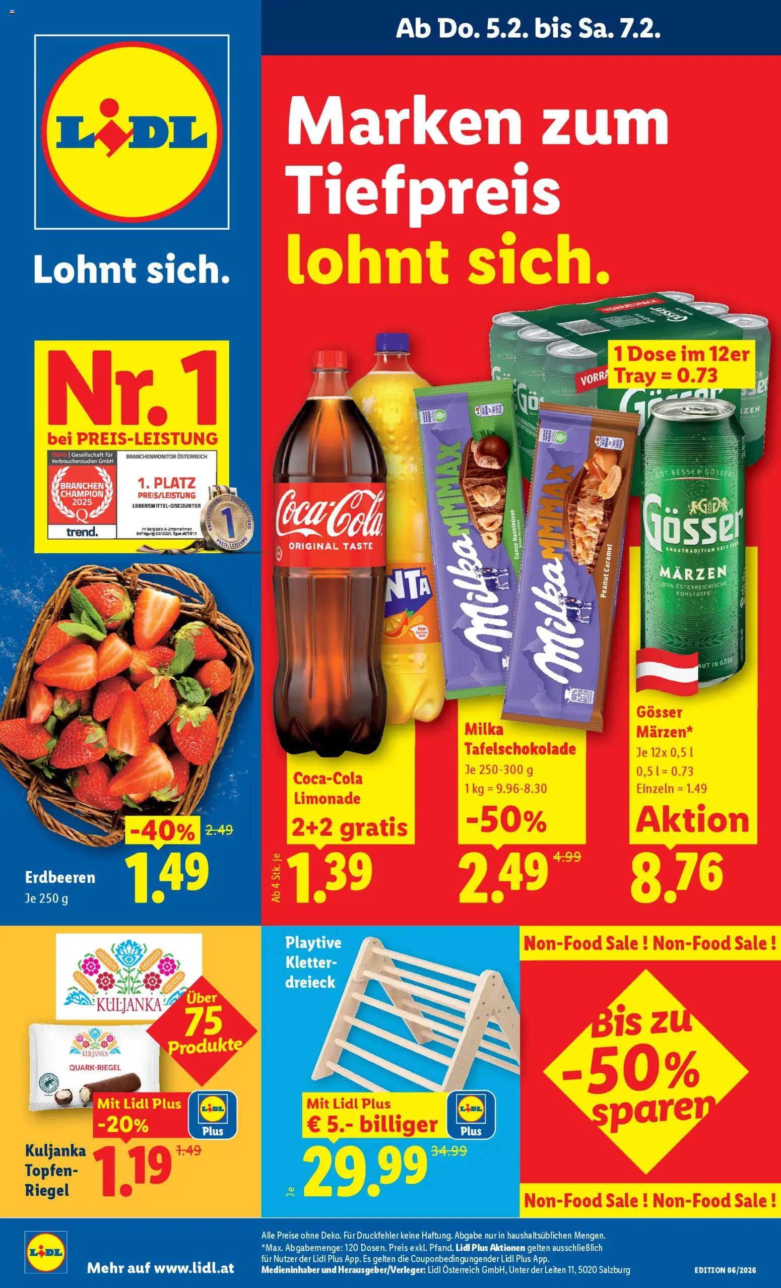 Lidl Flugblatt gültig ab 05.02.2026 | Seite: 1 | Produkte: Erdbeeren