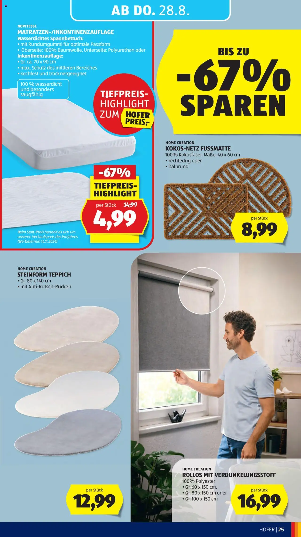 Hofer Flugblatt gültig ab 22.08.2025 | Seite: 29 | Produkte: Teppich