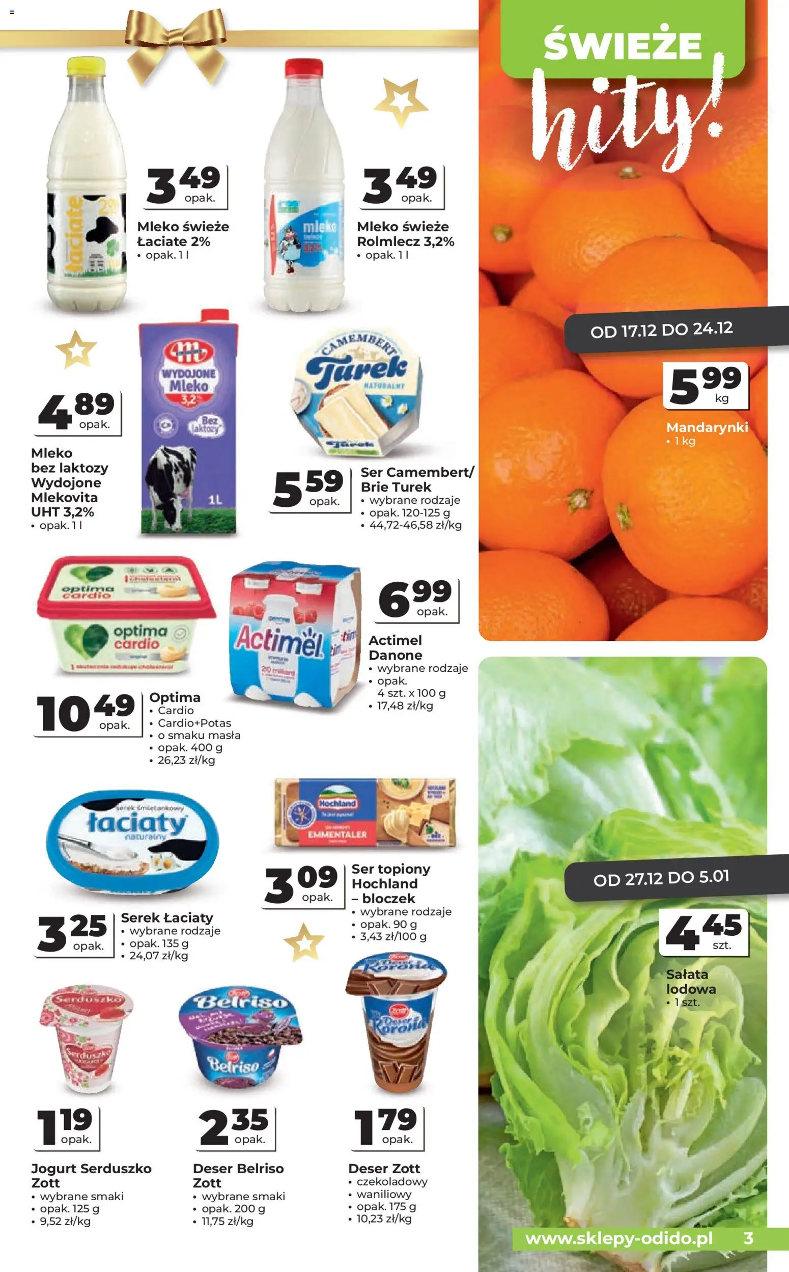 Odido Gazetka od 17.12.2025 | Strona: 3 | Produkty: Ser topiony, Serek, Optima cardio, Mandarynki