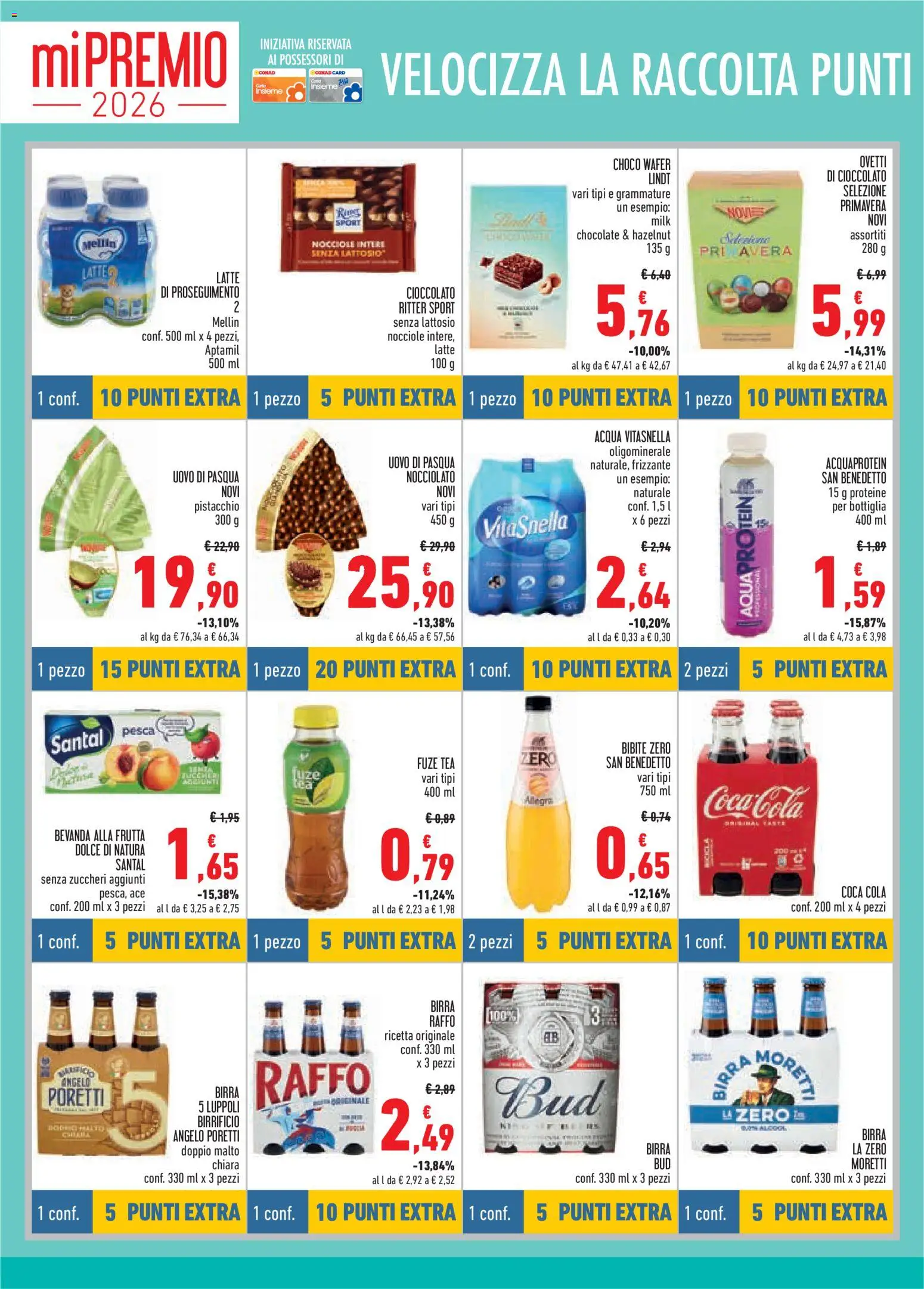 Volantino Conad del 25.03.2026 | Pagina: 6 | Prodotti: Acqua, Latte, Uovo di pasqua, Coca Cola