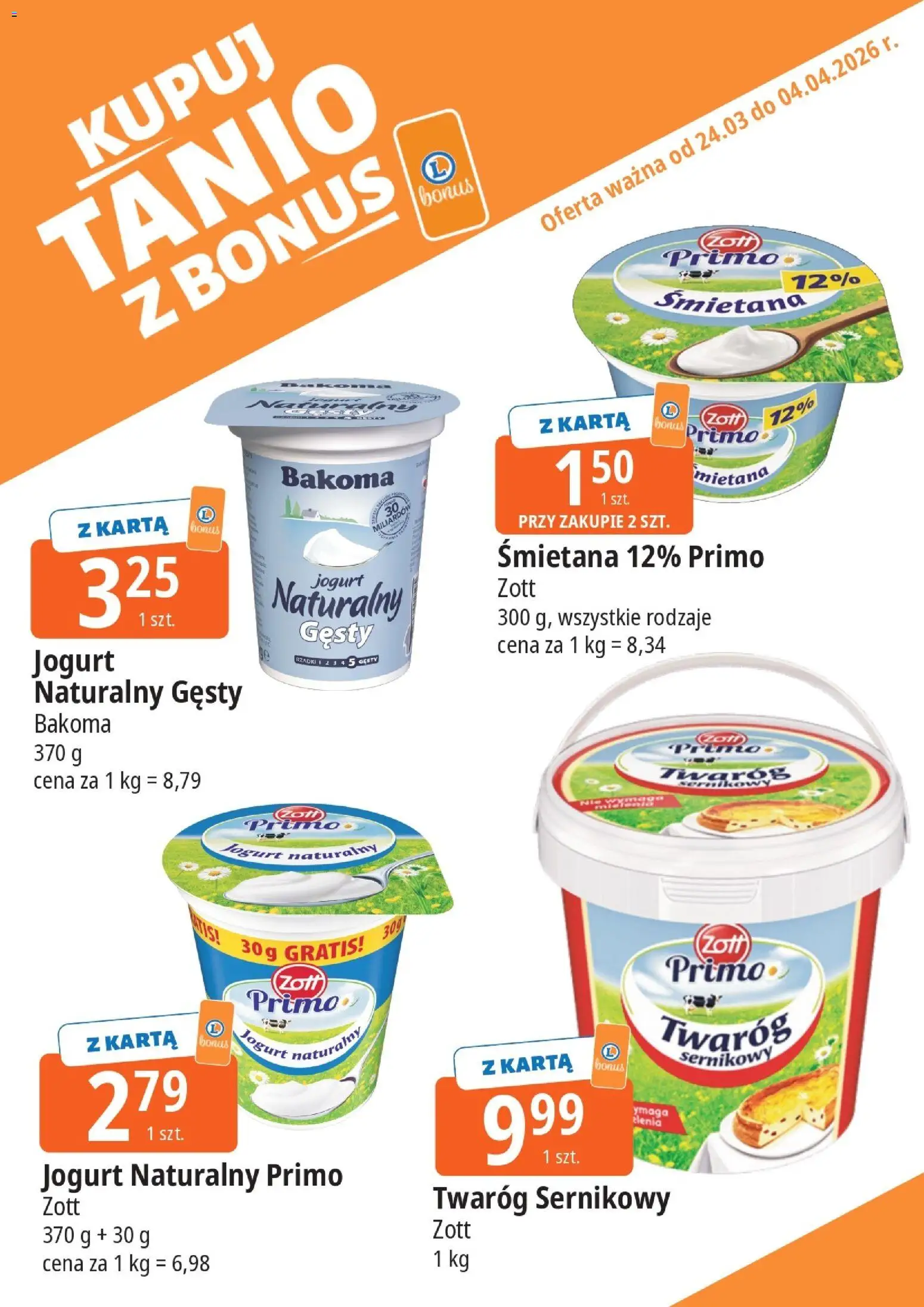 E.Leclerc gazetka - Wrocław kupony dodatkowe od 24.03.2026 | Strona: 1 | Produkty: Jogurt naturalny, Jogurt, Śmietana, Twaróg