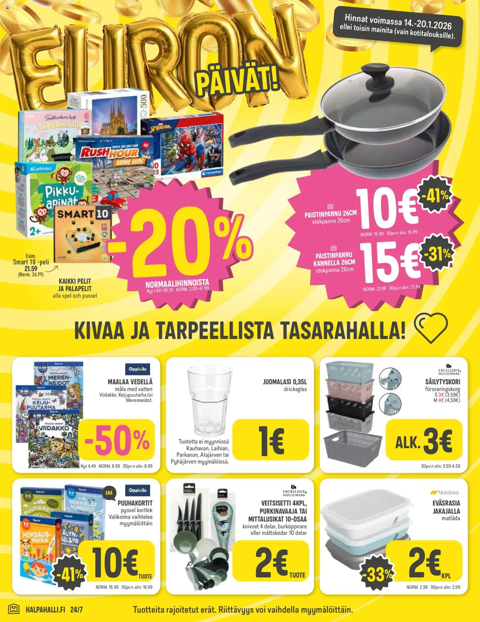 Halpa Halli tarjoukset – voimassa 14.01.2026 alkaen | Sivu: 10 | Tuotteet: Paistinpannu, Voi, Peli