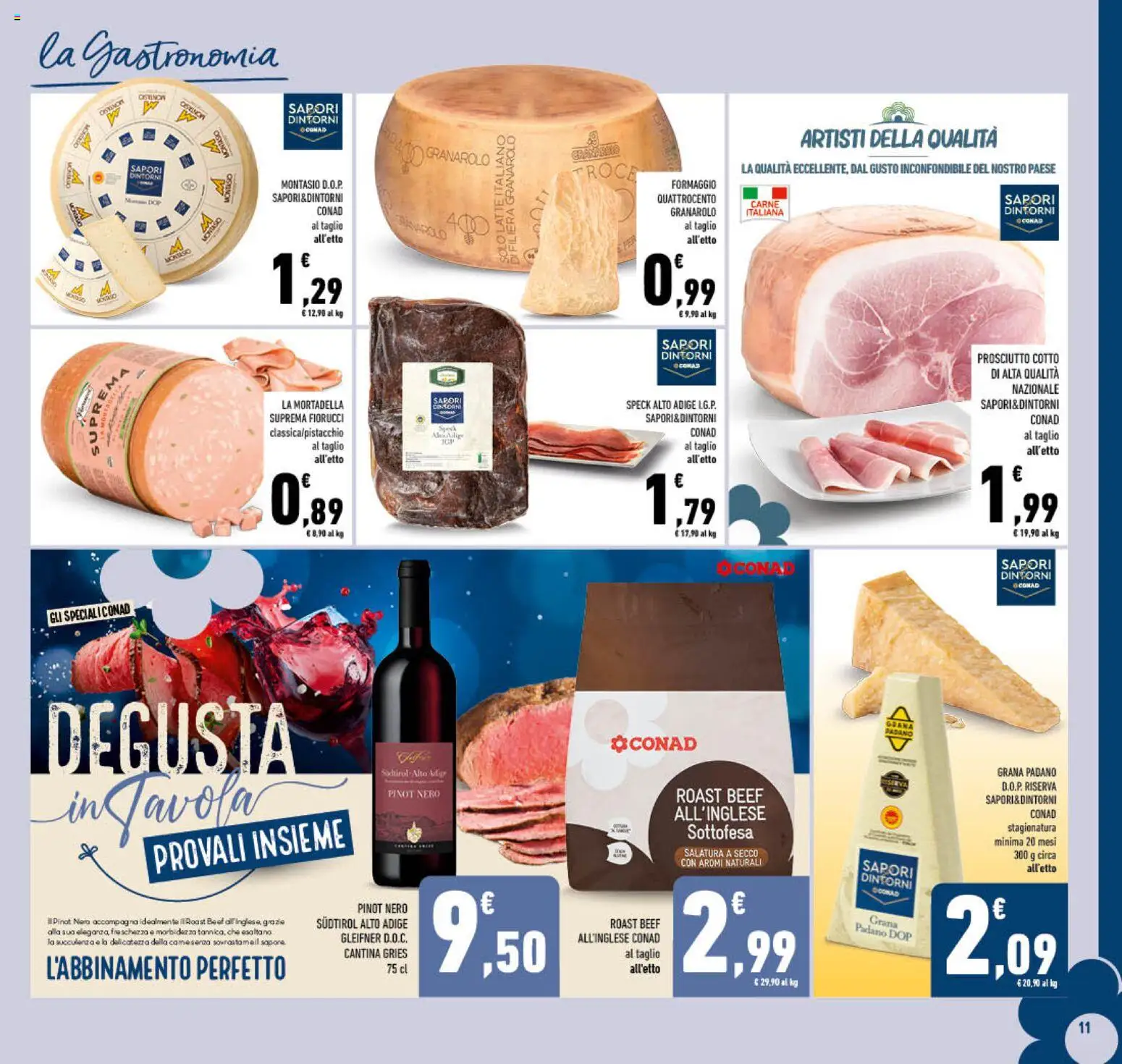 Volantino Conad del 11.03.2026 | Pagina: 11 | Prodotti: Latte, Formaggio, Mortadella, Grana Padano