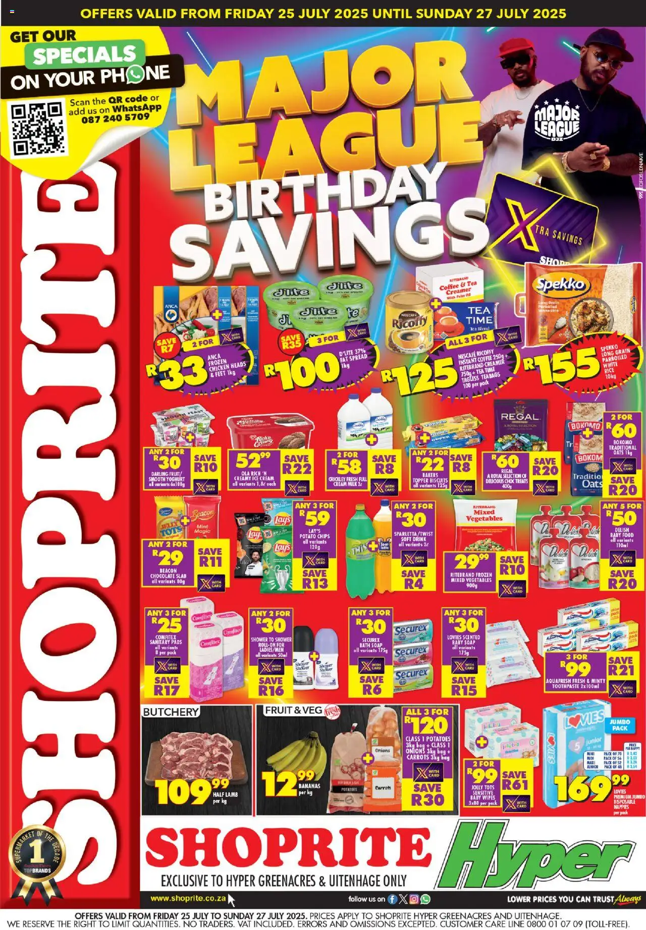 Shoprite Eastern Cape - Hyper Major Deals Greenacres and Uitehage │ valid from 25.07.2025 | Page: 1 | Products: Yoghurt, Coffee, Chips, Carrots
