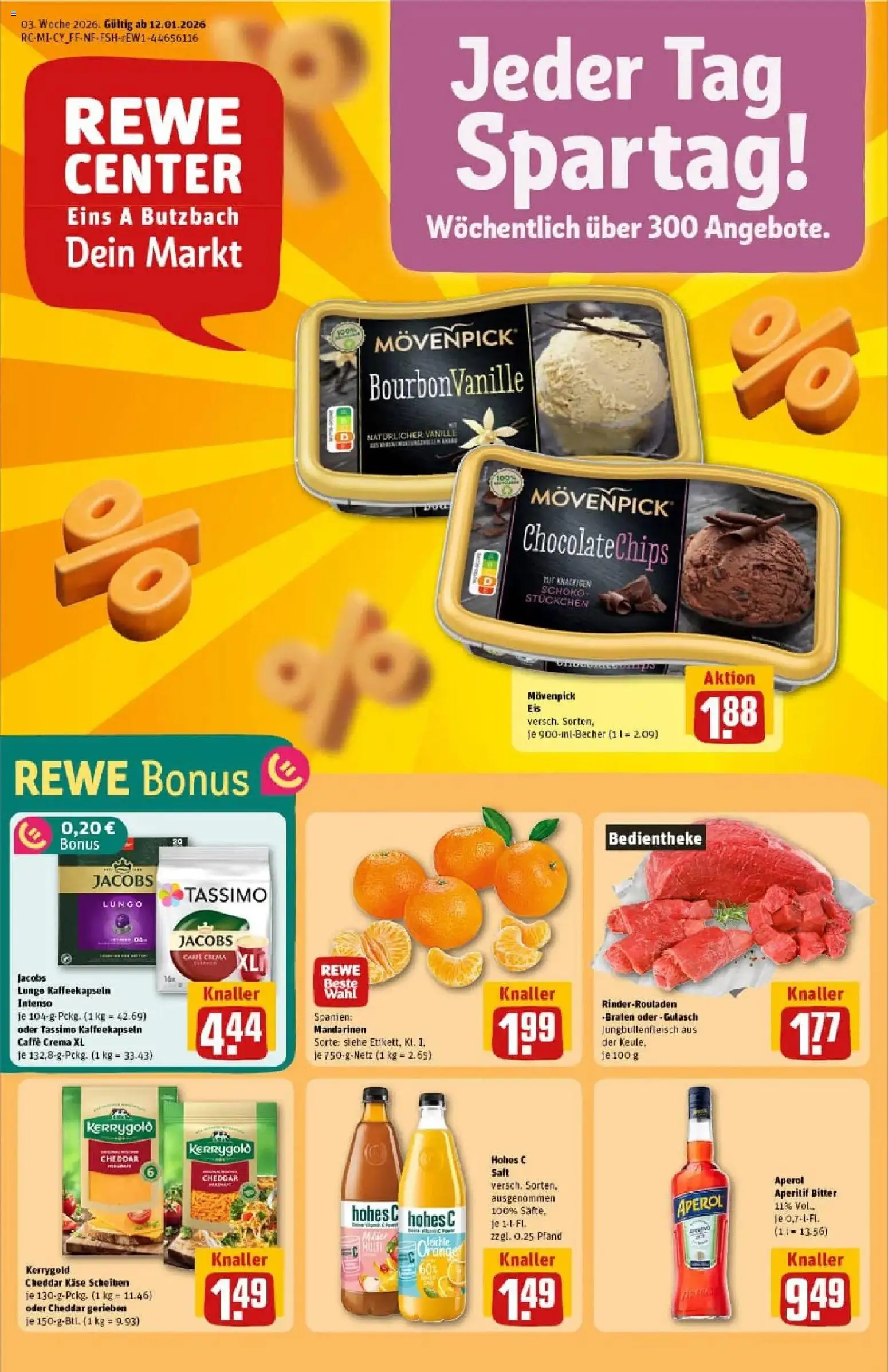 Rewe prospekt Butzbach	 – gültig ab 11.01.2026 | Seite: 1 | Produkte: Rinderrouladen, Mandarinen, Saft, Chips