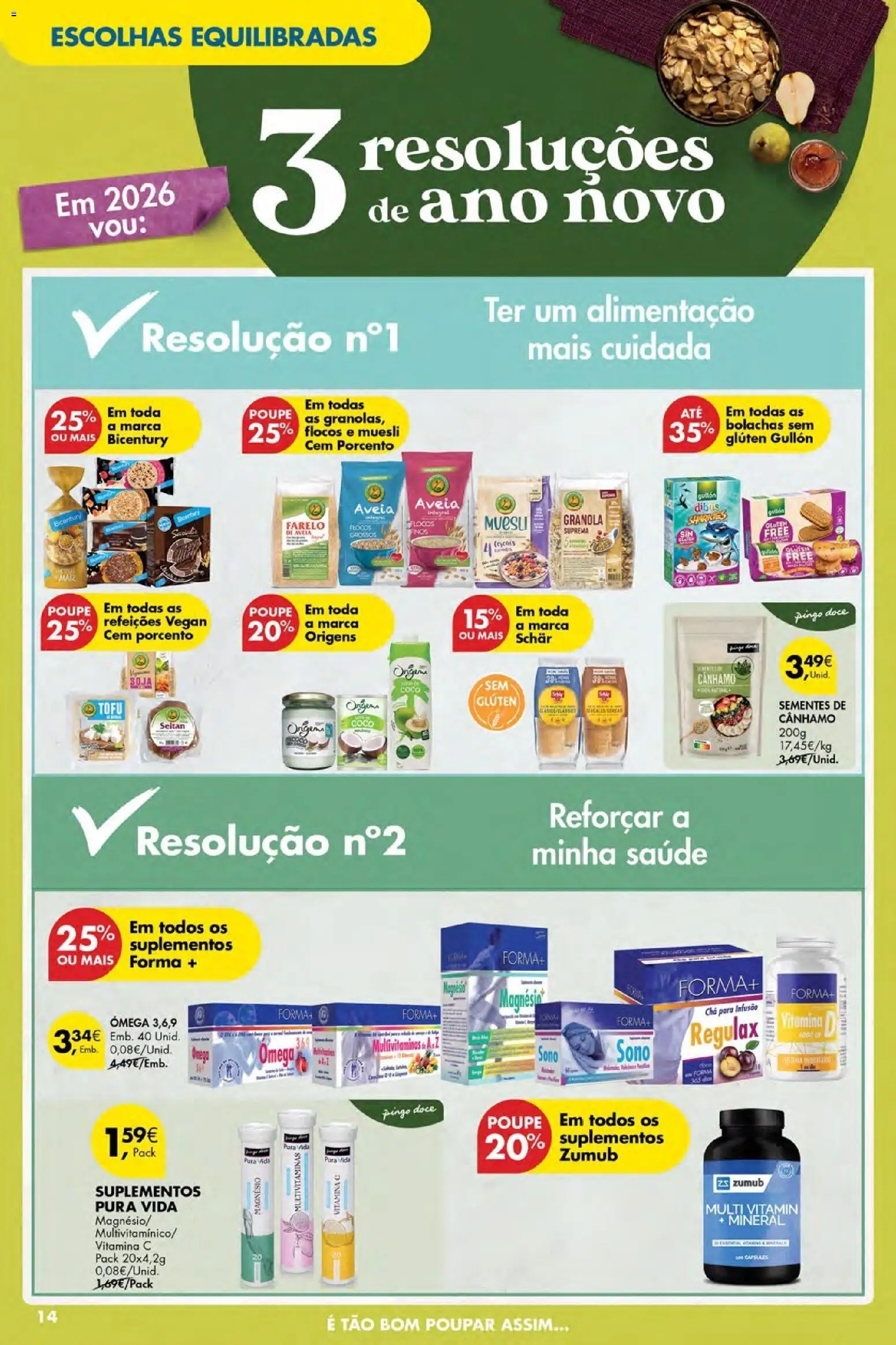 Pingo Doce Poupe Esta Semana Açores │ válido de 07.01.2026 | Página: 14 | Produtos: Aveia, Granola, Vitamina c, Flocos