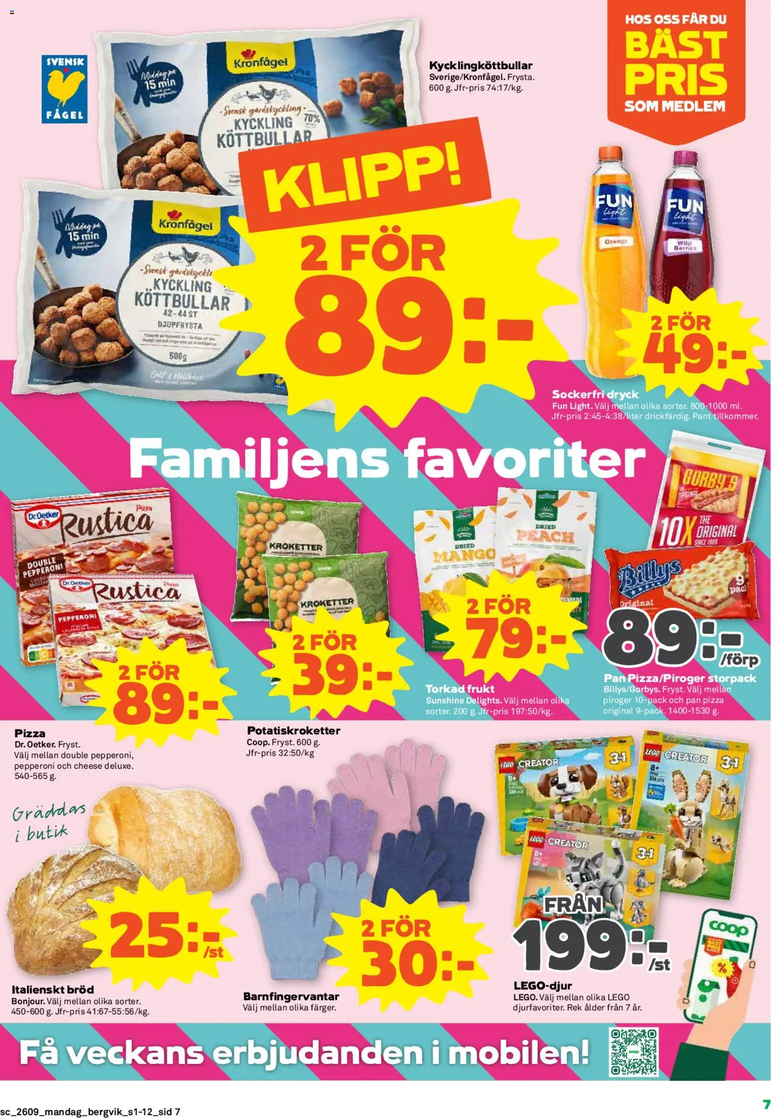 Stora Coop reklamblad aktuell från 23.02.2026 | Sida: 7 | Produkter: Köttbullar, Bröd, Pizza, Mango