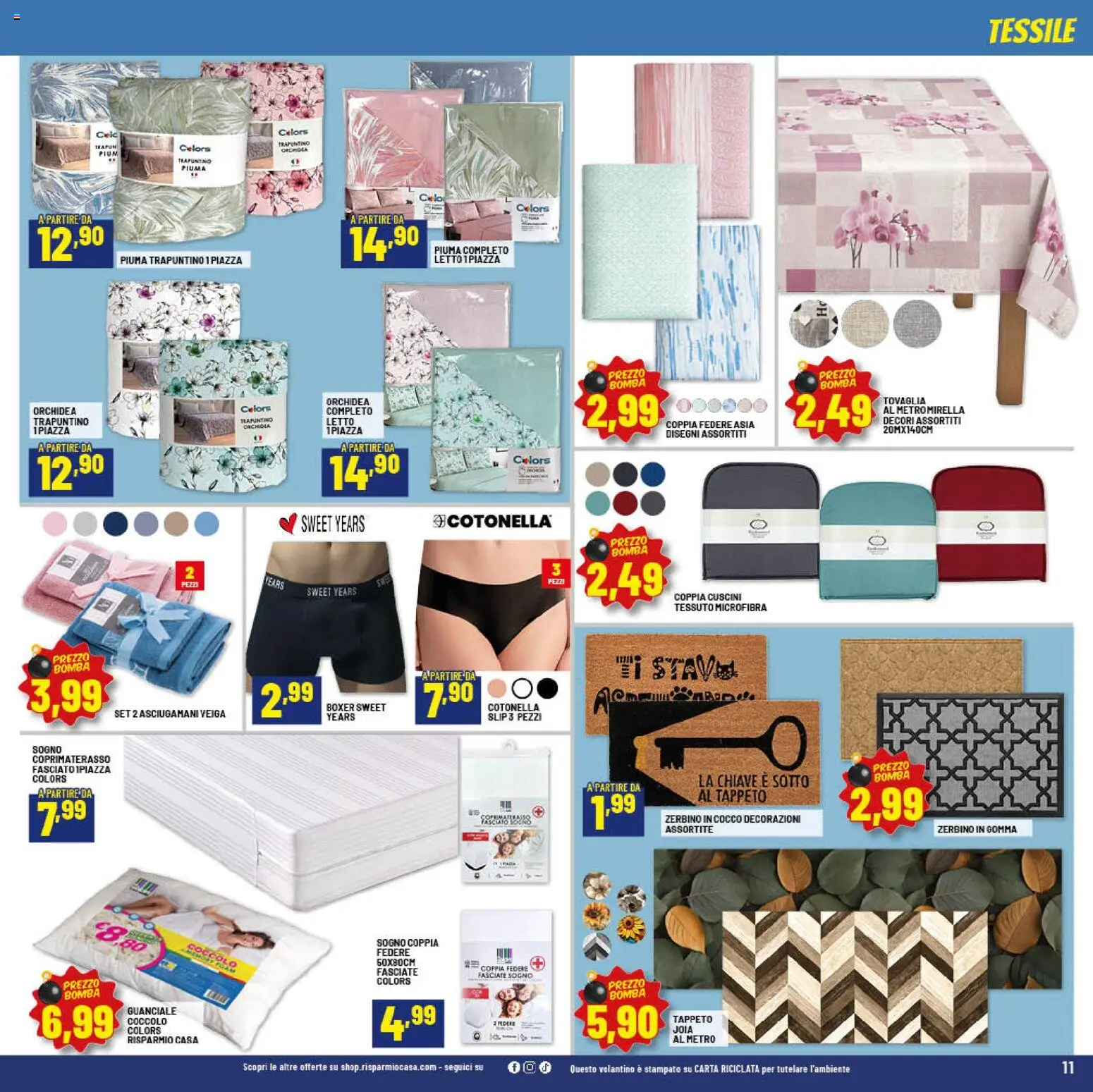 Volantino RisparmioCasa del 23.04.2026 | Pagina: 11 | Prodotti: Boxer, Cocco, Tappeto, Decorazioni