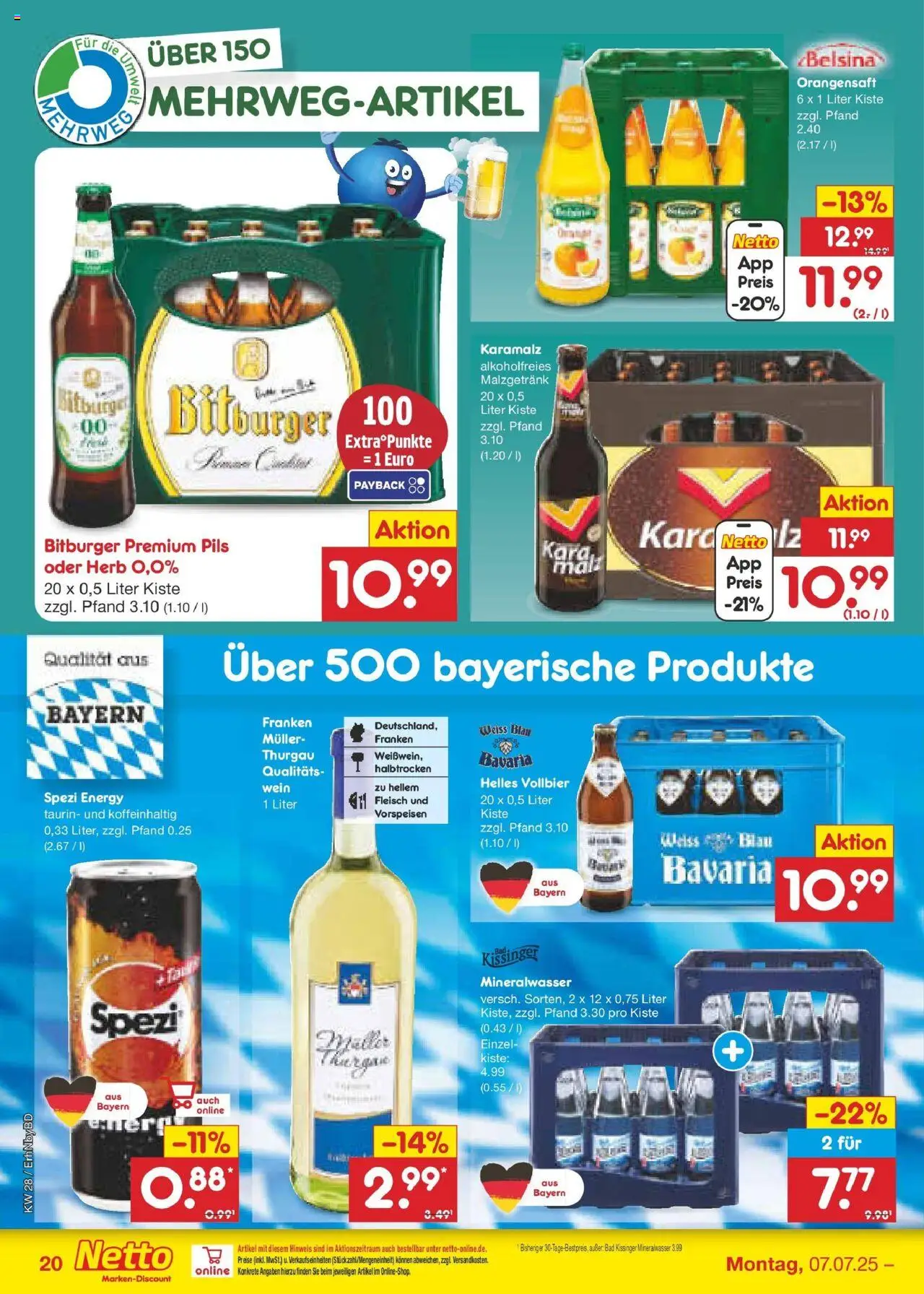 Netto Marken-Discount prospekt Ergolding	 - gültig ab dem 07.07.2025 | Seite: 30 | Produkte: Bitburger, Bad, Pils, Orangensaft