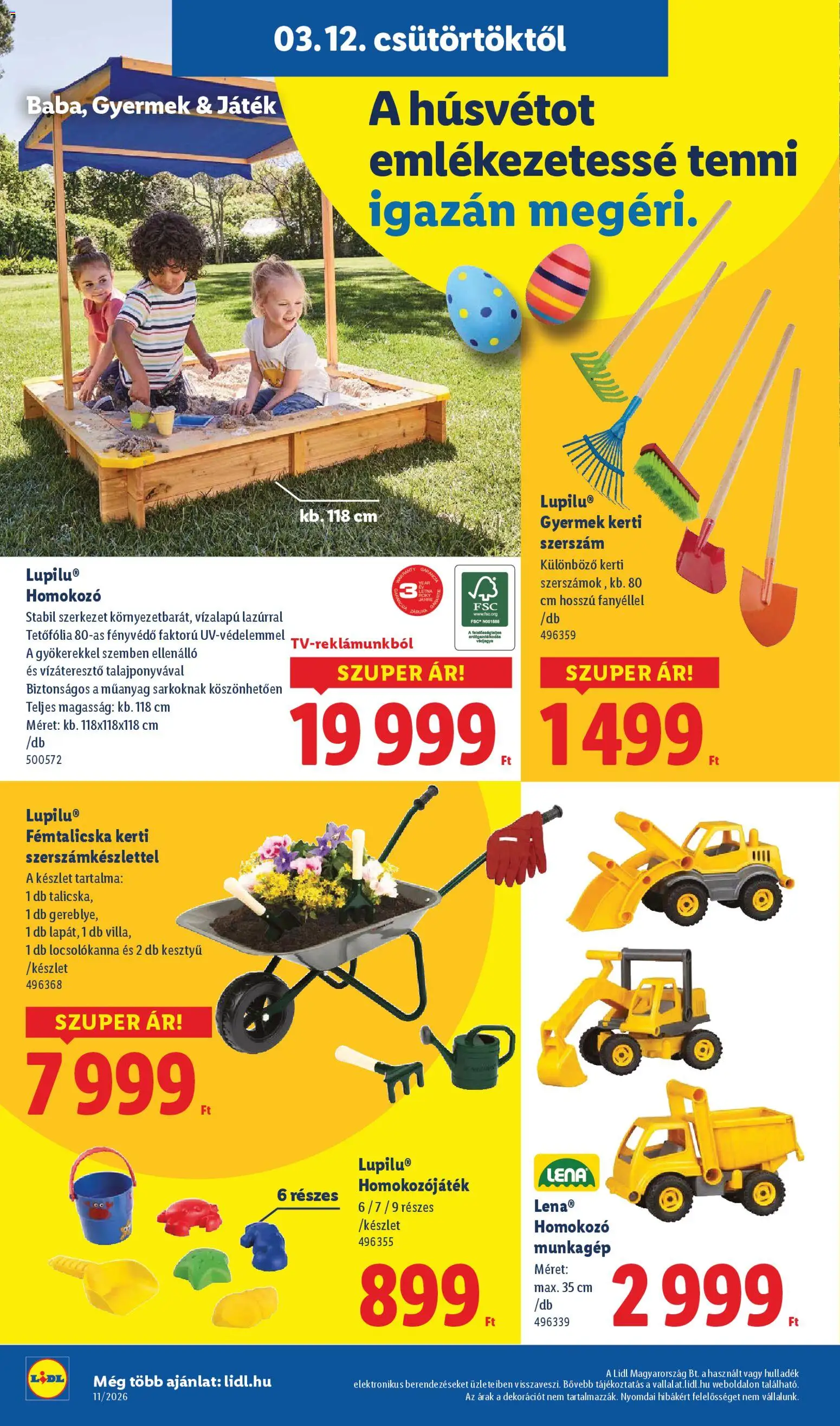 Lidl akciós ujság - amely érvényes a következő dátumtól: 12.03.2026 | Oldal: 38 | Termékek: Kesztyű, Játék, Homokozo, Fényvédő
