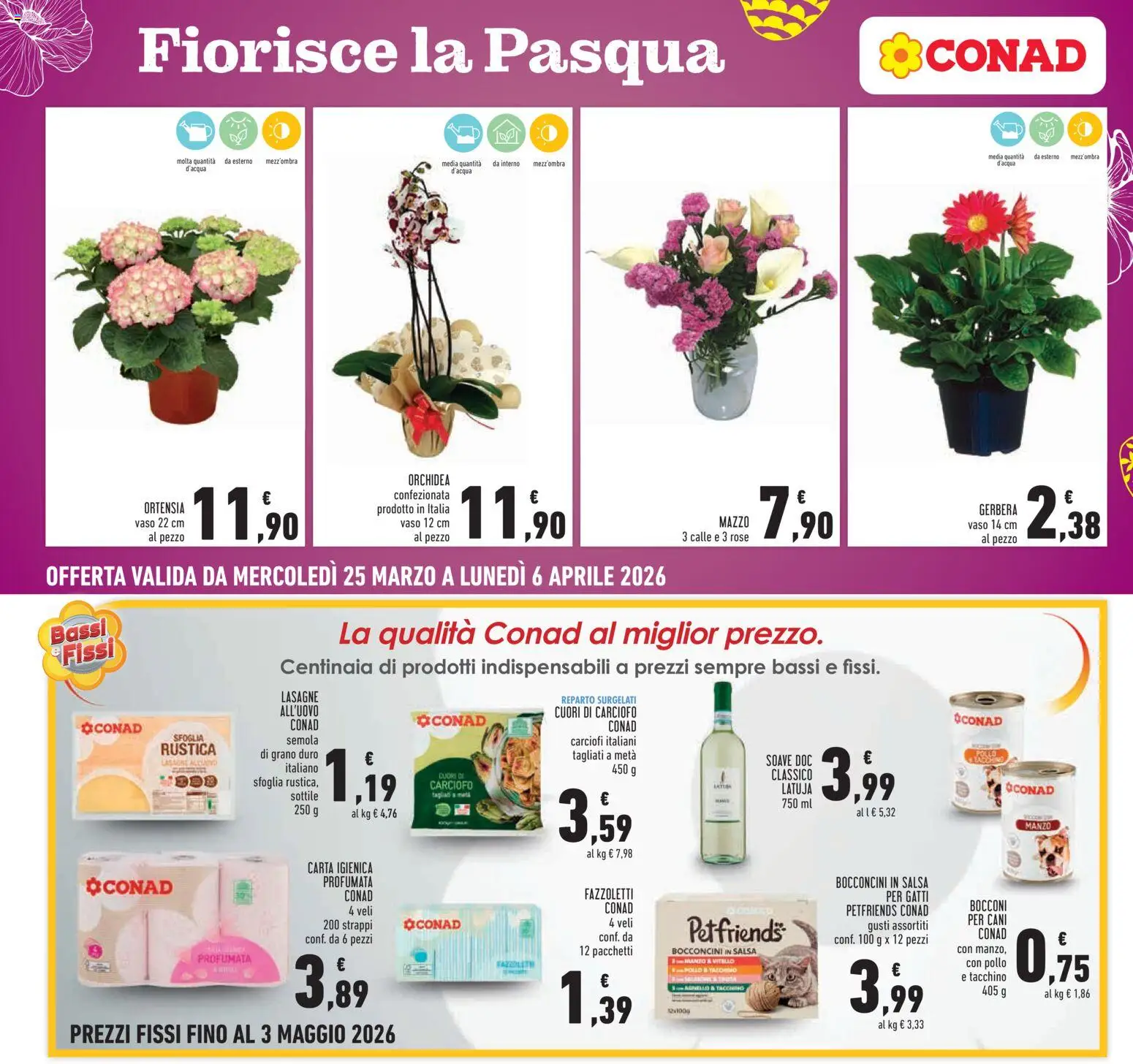 Volantino Conad del 25.03.2026 | Pagina: 4 | Prodotti: Carta igienica, Tacchino, Carciofi, Vaso