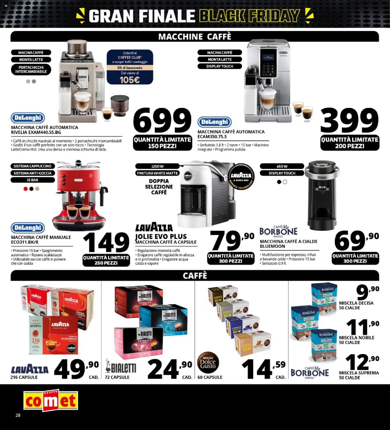 Volantino Comet del 26.11.2025 | Pagina: 28 | Prodotti: Crema, Caffè, Acqua, Lavazza