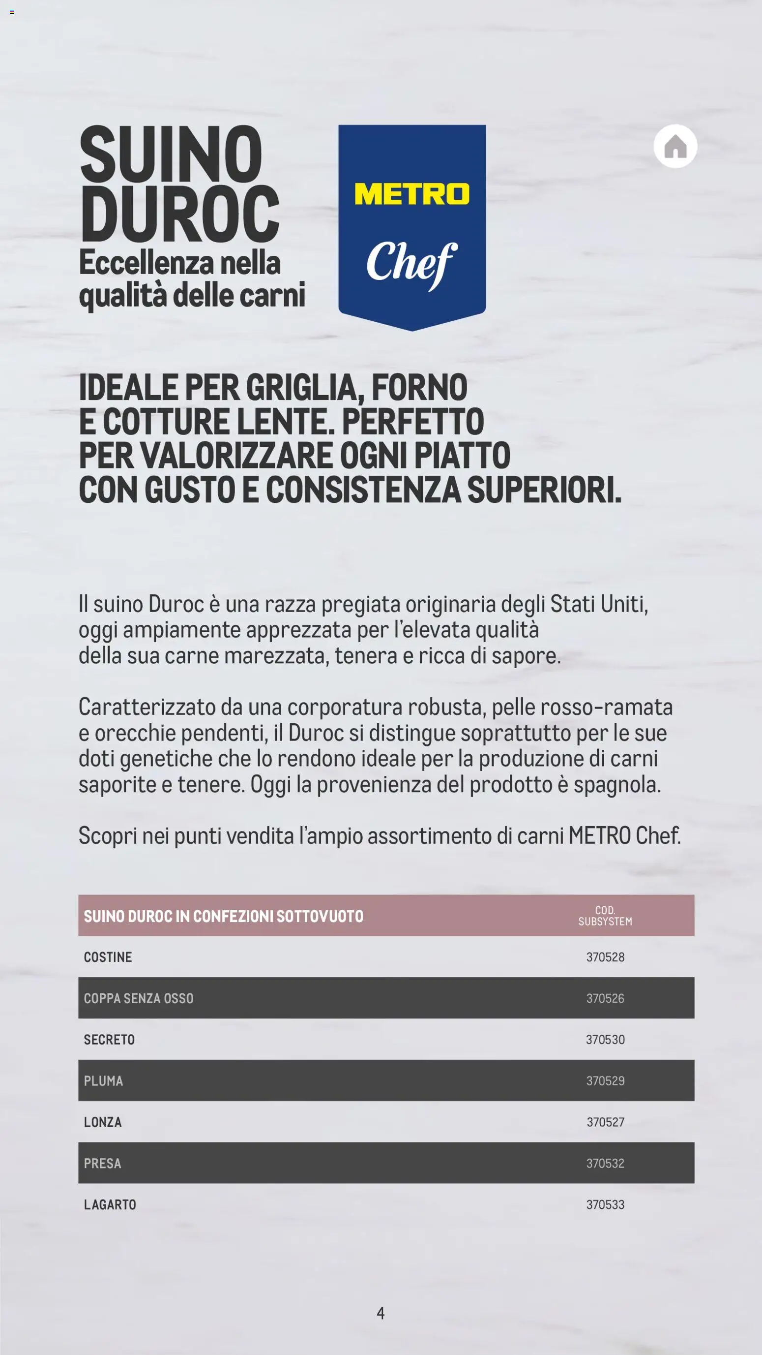 Volantino Metro del 26.11.2025 | Pagina: 4 | Prodotti: Suino, Piatto, Forno, Presa