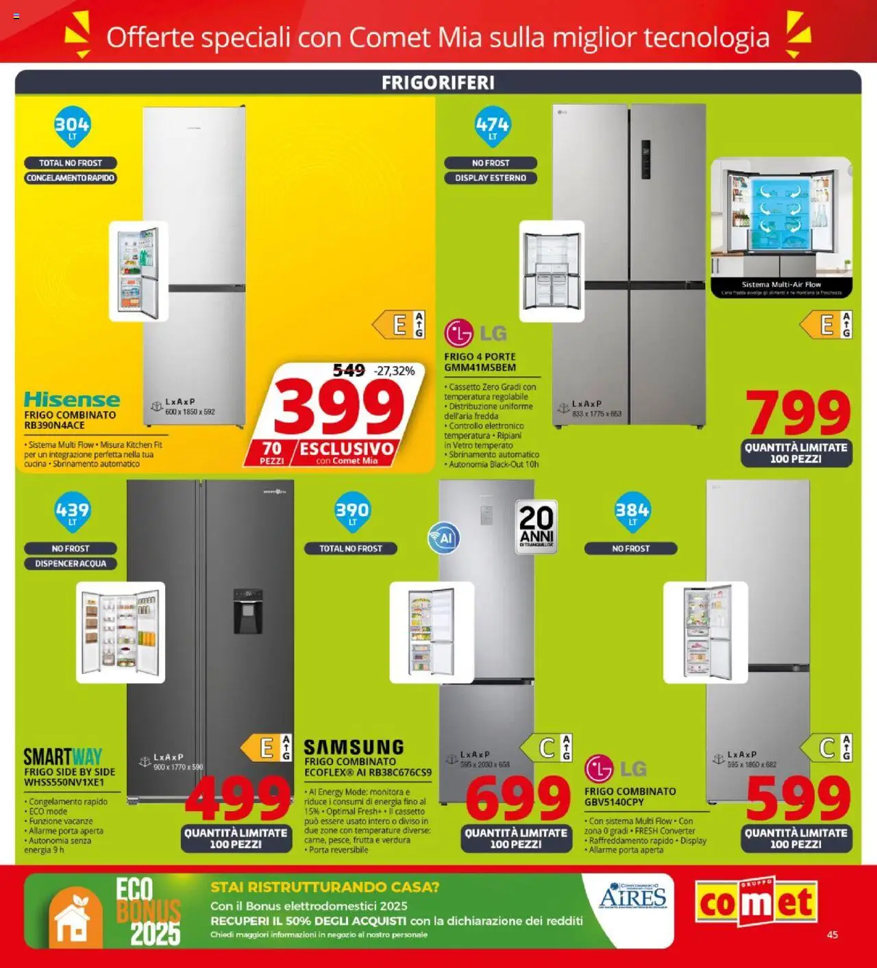 Volantino Comet del 09.10.2025 | Pagina: 45 | Prodotti: Acqua, Frutta, Samsung