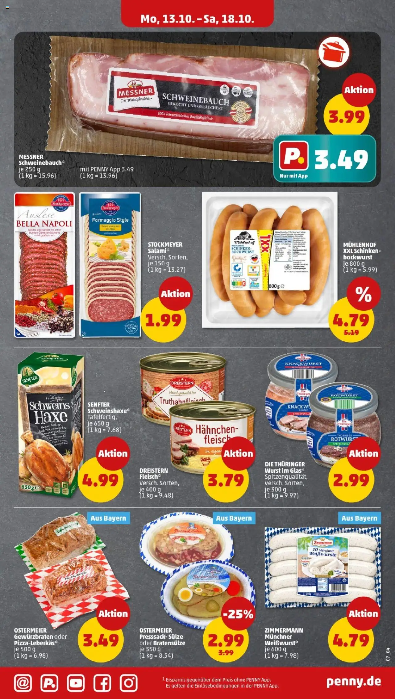 Penny - Bayern – gültig ab 13.10.2025 | Seite: 11 | Produkte: Bockwurst, Hahnchen, Salami, Fleisch