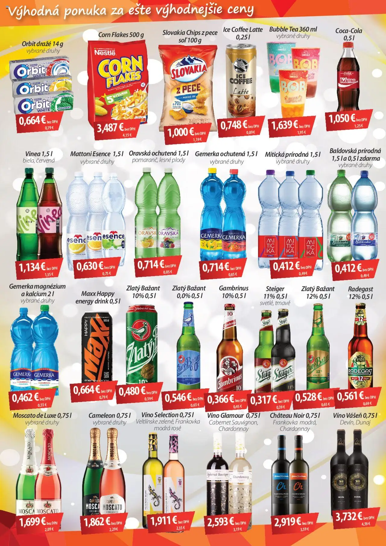 Nové CBA Verex akcie – leták je platný od 16.10.2025 | Strana: 2 | Produkty: Radegast, Zlatý Bažant, Mattoni, Vinea