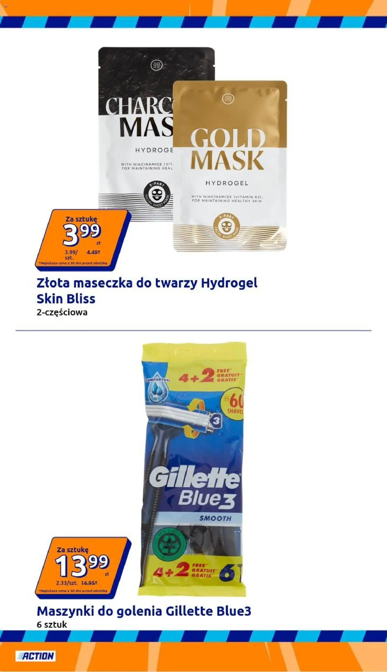 Action gazetka od 29.04.2026 | Strona: 2 | Produkty: Gillette, Maseczka do twarzy, Maszynki do golenia