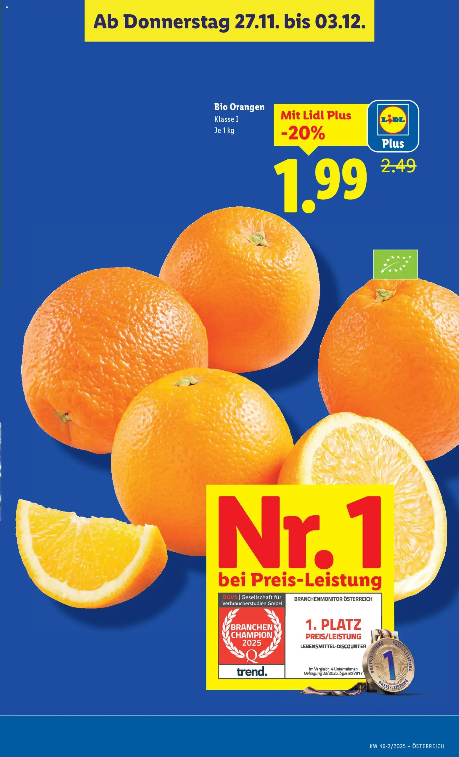 Lidl Flugblatt - Eisenstadt, Ebenfurth, Mattersburg gültig ab 27.11.2025 | Seite: 3 | Produkte: Orangen