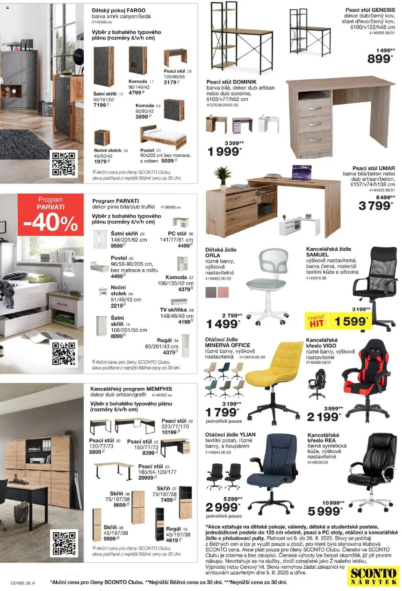 Sconto nábytek leták od 06.08.2025 | Strana: 3 | Produkty: Postel, Komoda, Křeslo, Tv skříňka