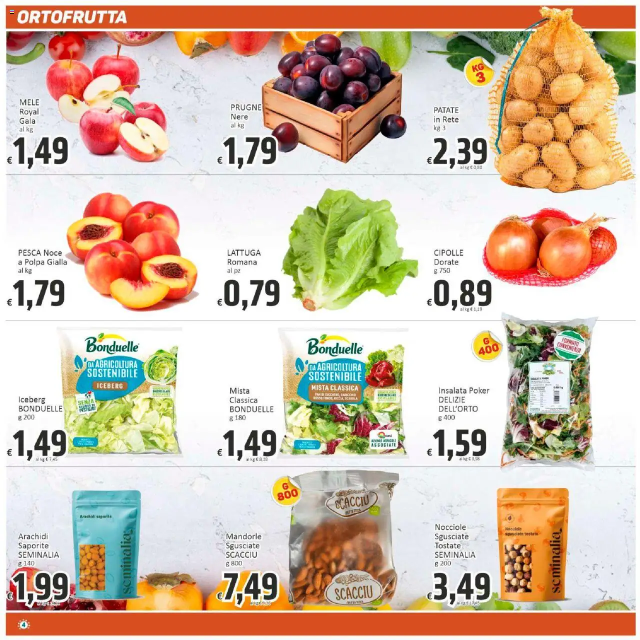 Volantino Paghi Poco del 29.08.2025 | Pagina: 4 | Prodotti: Insalata, Patate, Mandorle, Lattuga