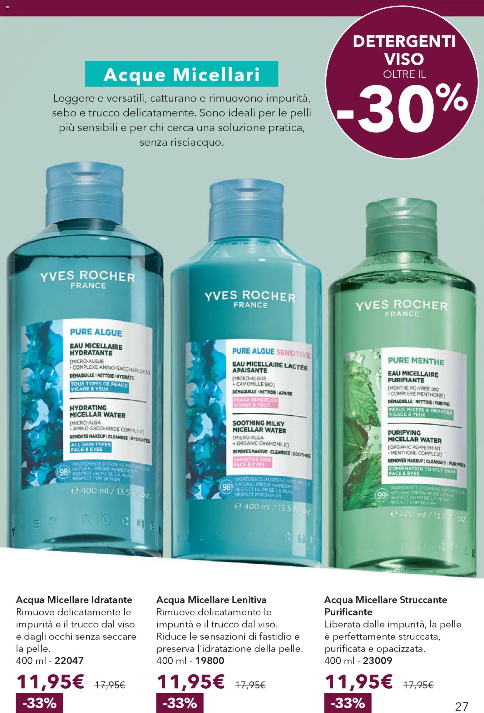 Volantino Yves Rocher del 30.01.2026 | Pagina: 27 | Prodotti: Acqua micellare, Struccante, Acqua, Trucco