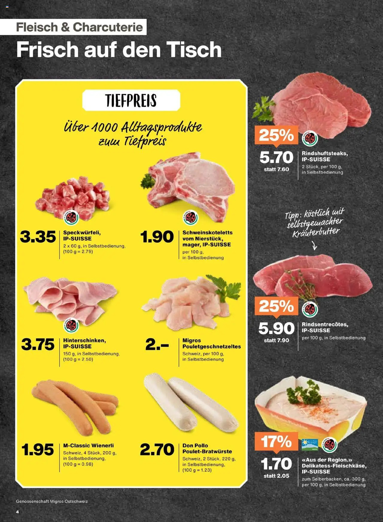 Migros Aktionen – gültig ab 23.09.2025 | Seite: 4 | Produkte: Tisch, Kräuterbutter