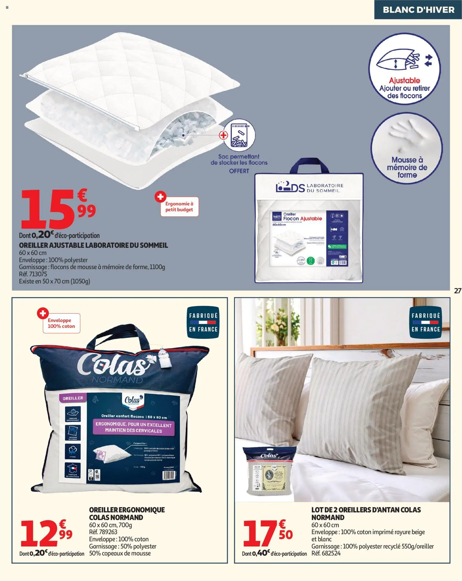 {H1} | Page: 27 | Produits: Flocons, Enveloppe, Mousse, Oreiller
