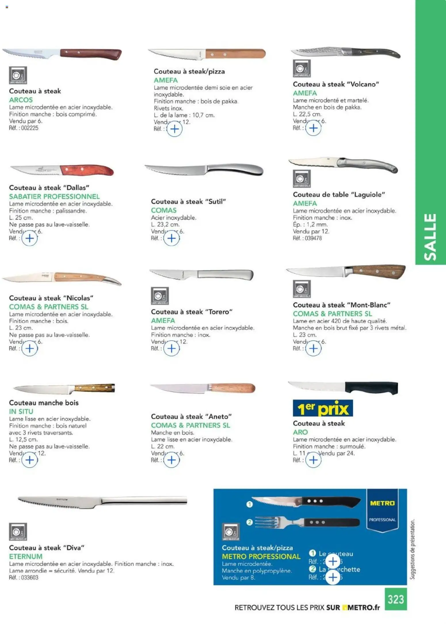 {H1} | Page: 323 | Produits: Couteau, Table