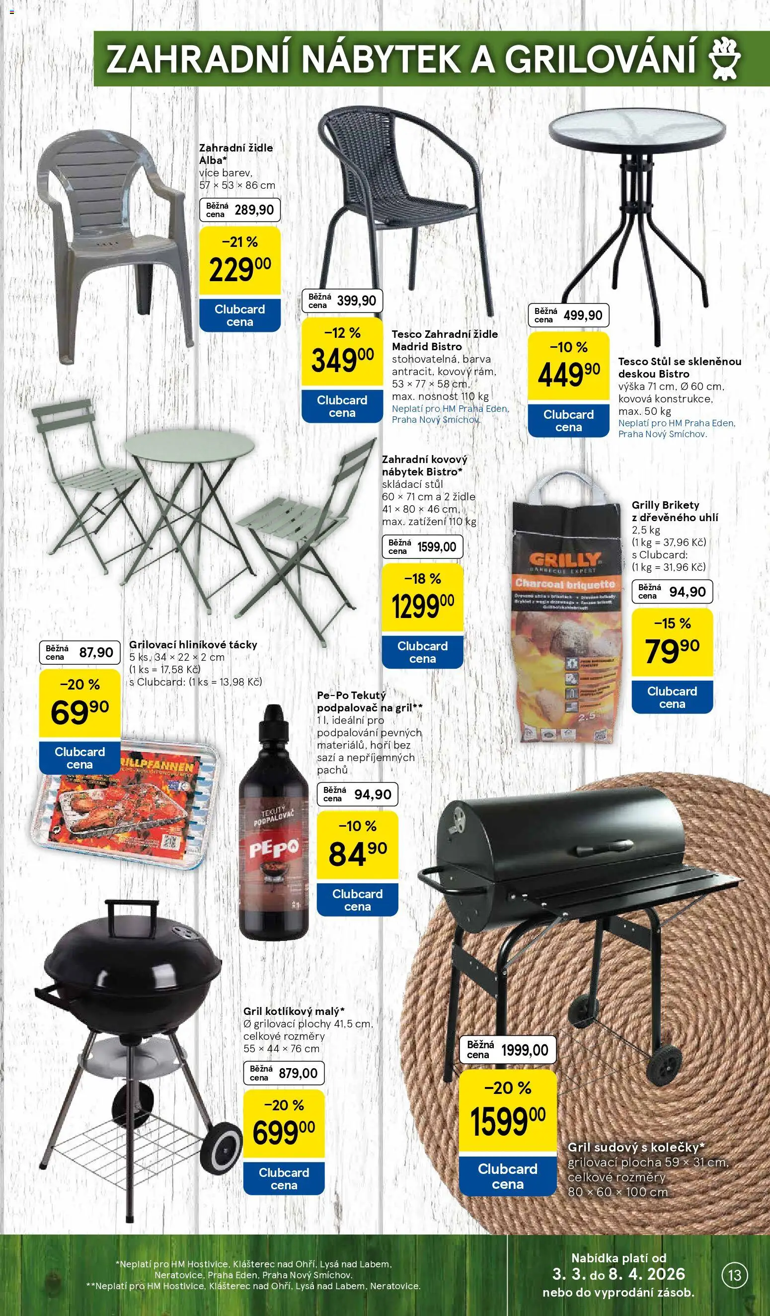 Tesco katalog od 03.03.2026 | Strana: 13 | Produkty: Nábytek, Židle, Zahradní nábytek, Zahradní židle