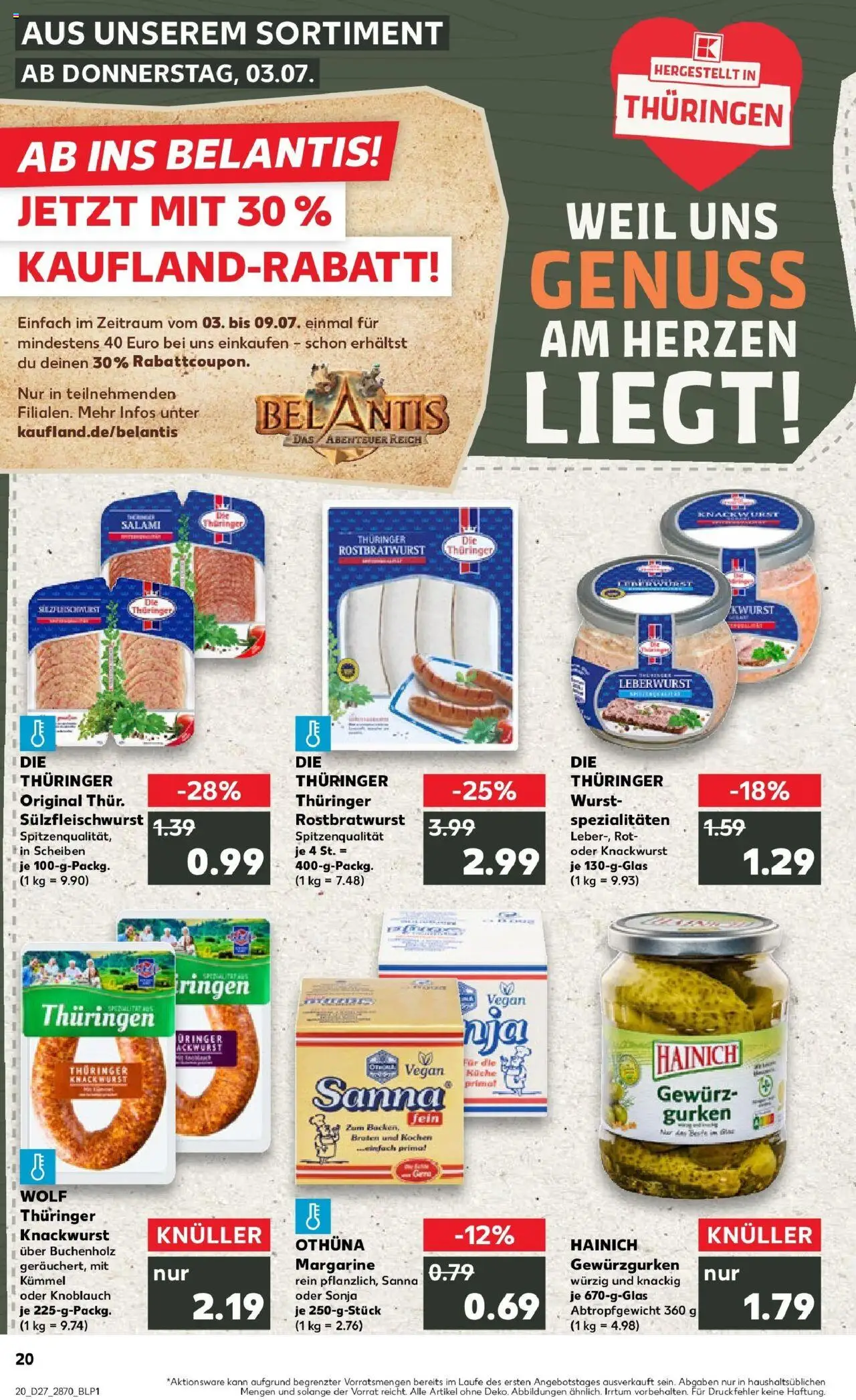 Kaufland prospekt Arnstadt	 - gültig ab dem 03.07.2025 | Seite: 20 | Produkte: Margarine, Küche, Knoblauch, Gurken