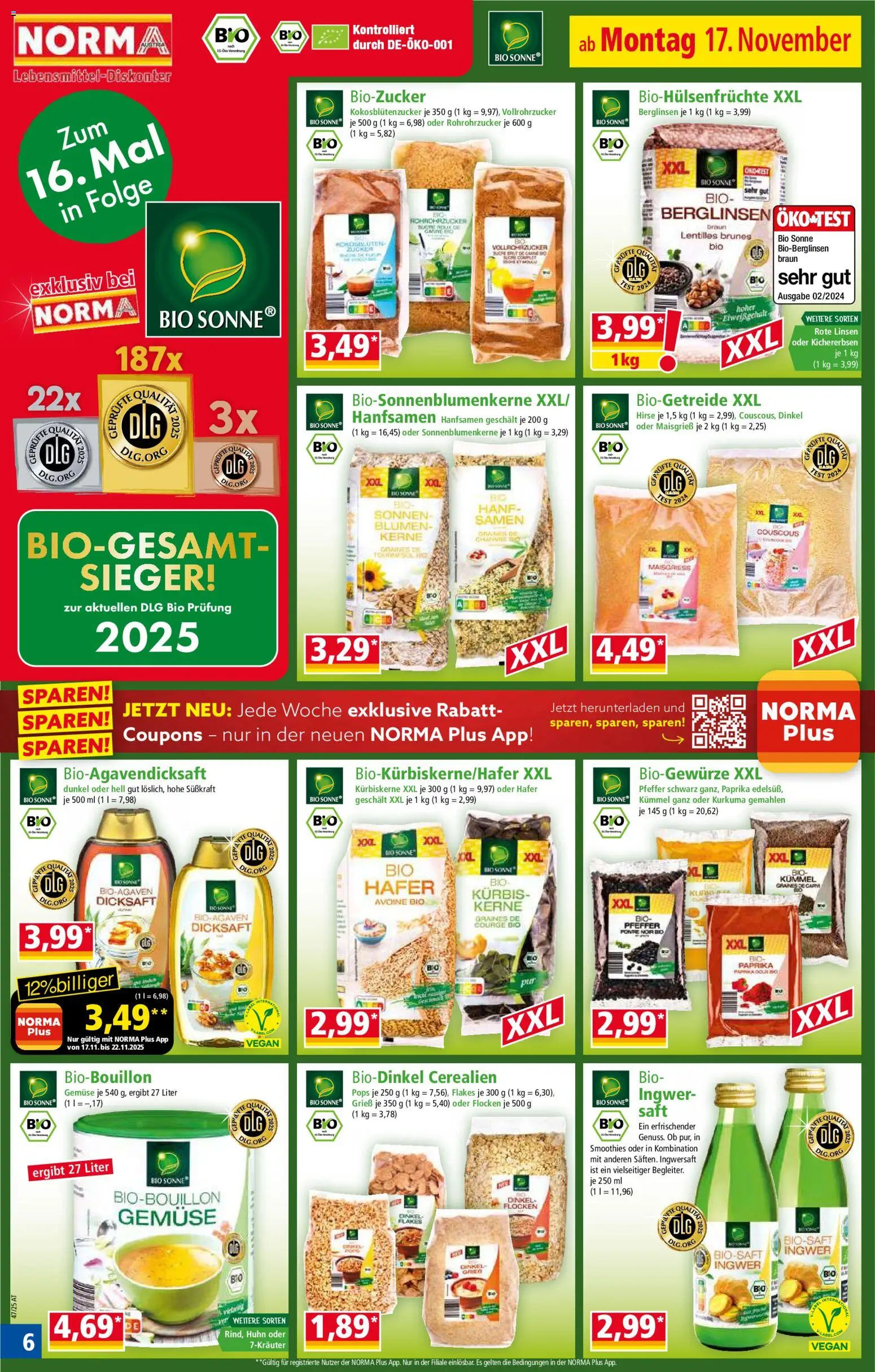 Norma Flugblatt gültig ab 17.11.2025 | Seite: 6 | Produkte: Flocken, Matériel de rangement Fitness, Pfeffer, Kürbis