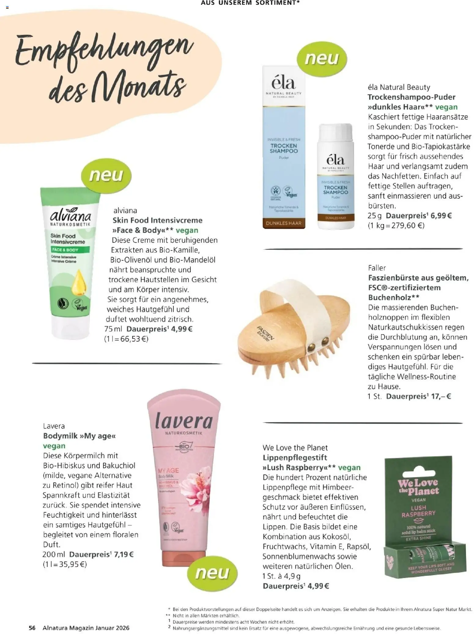 Alnatura Prospekt – gültig ab 01.01.2026 | Seite: 56 | Produkte: Puder, Shampoo, Creme, Body Milk