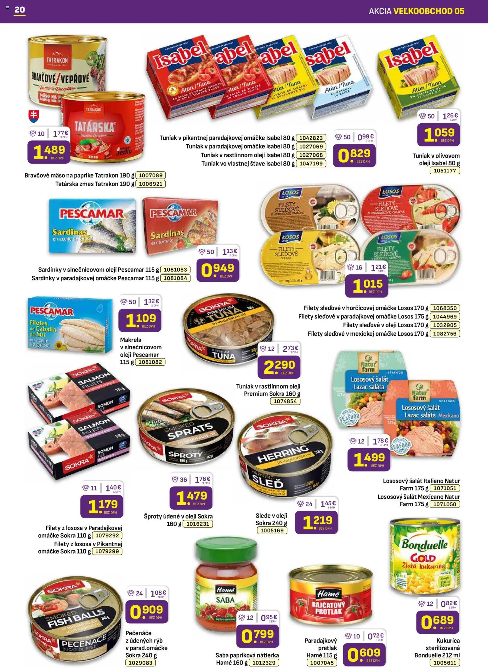 Nové Libex akcie – leták je platný od 02.03.2026 | Strana: 20 | Produkty: Tuniak, Losos, Šalát, Kukurica