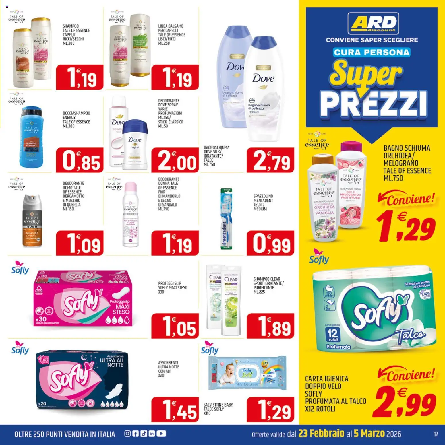Volantino ARD Discount del 23.02.2026 | Pagina: 17 | Prodotti: Deodorante, Spazzolino, Proteggi slip, Slip