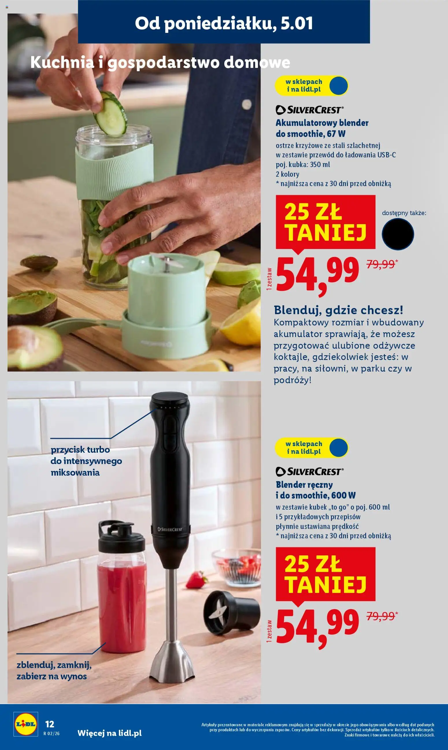 Lidl Gazetka od 05.01.2026 | Strona: 14 | Produkty: Blender ręczny, Smoothie, Blender