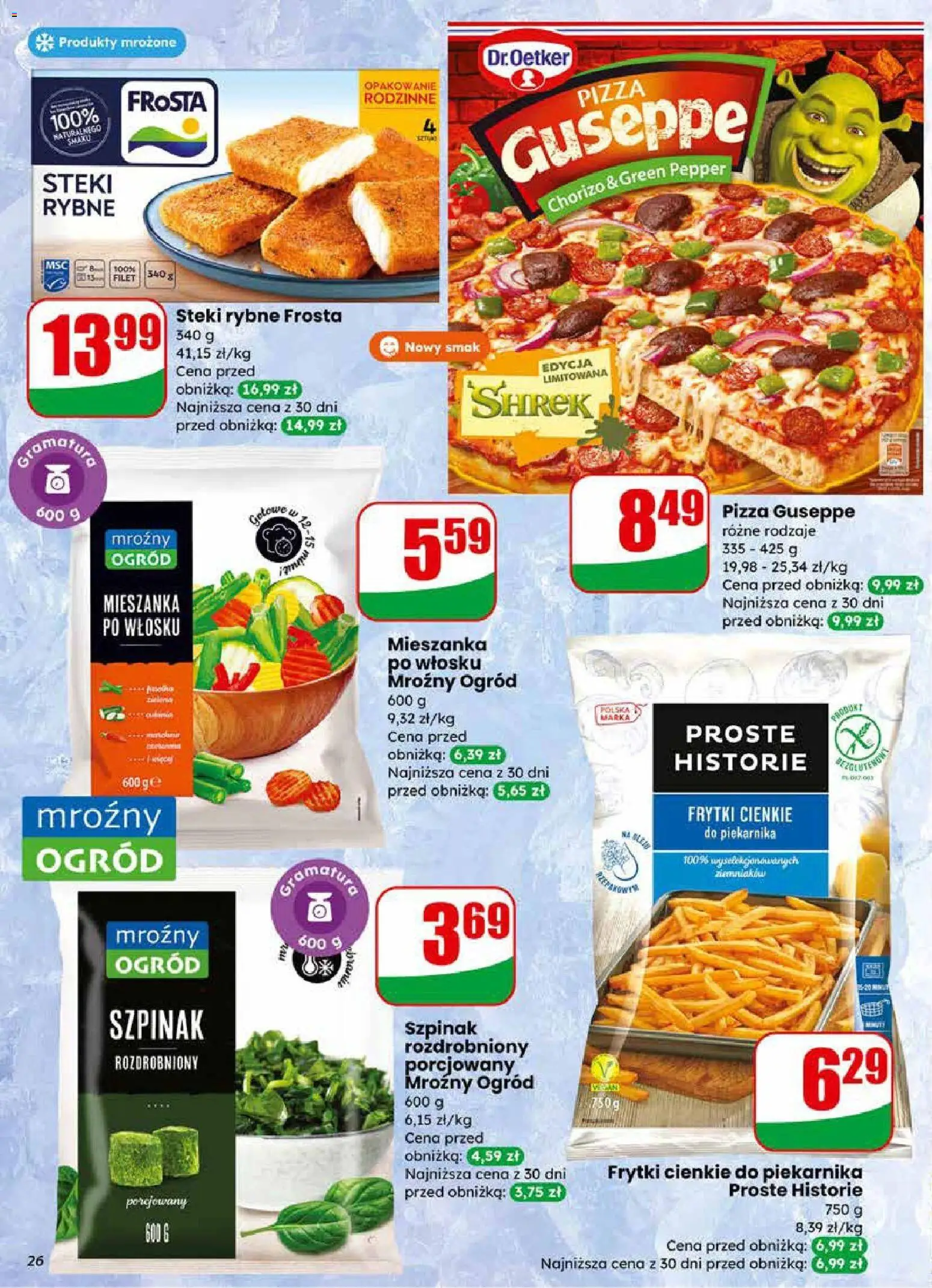 Dino gazetka od 11.03.2026 | Strona: 26 | Produkty: Steki, Szpinak, Pizza, Frytki