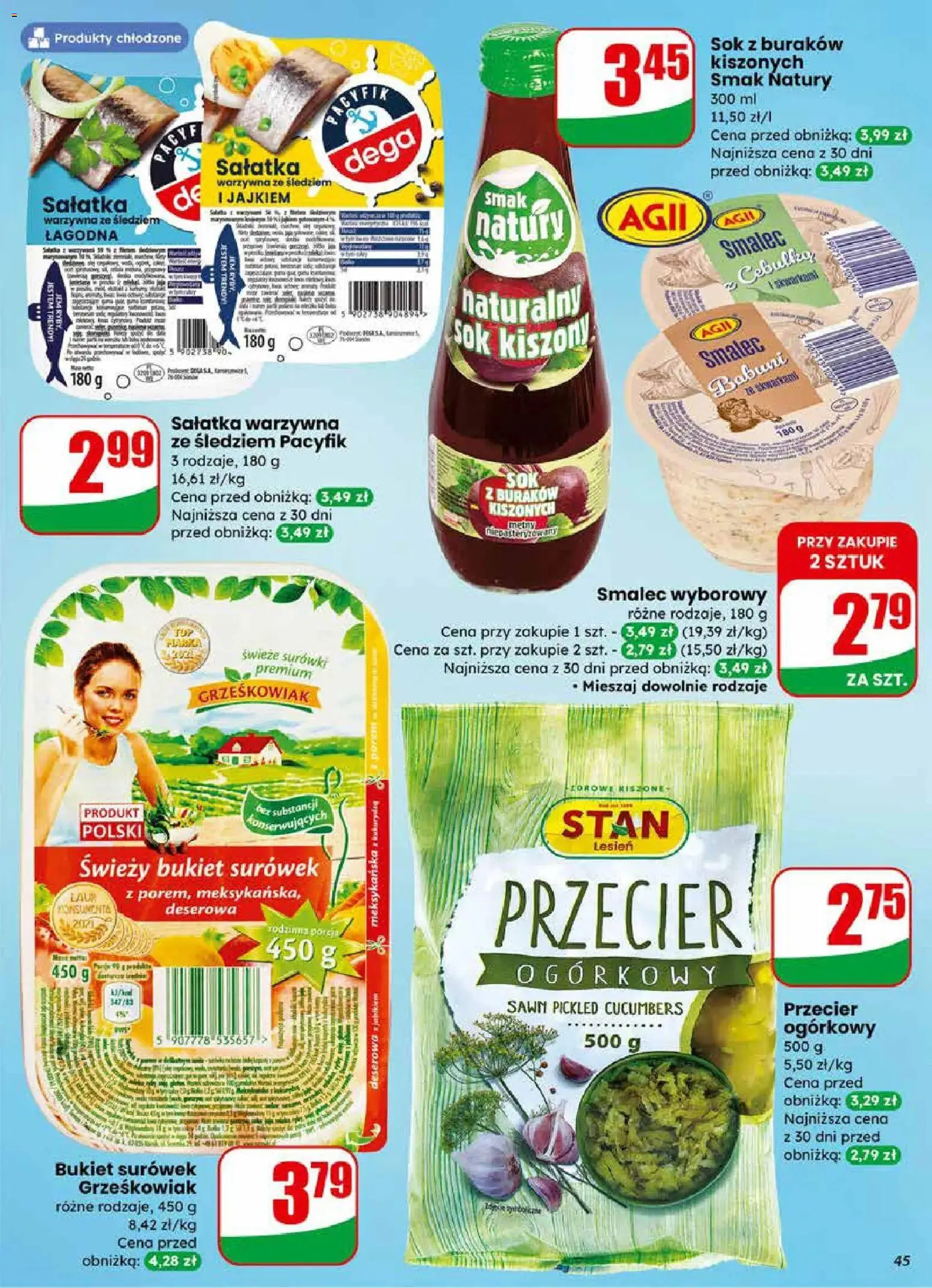 Dino Gazetka od 25.02.2026 | Strona: 45 | Produkty: Sok z buraków, Smalec wyborowy, Sok, Sałatka
