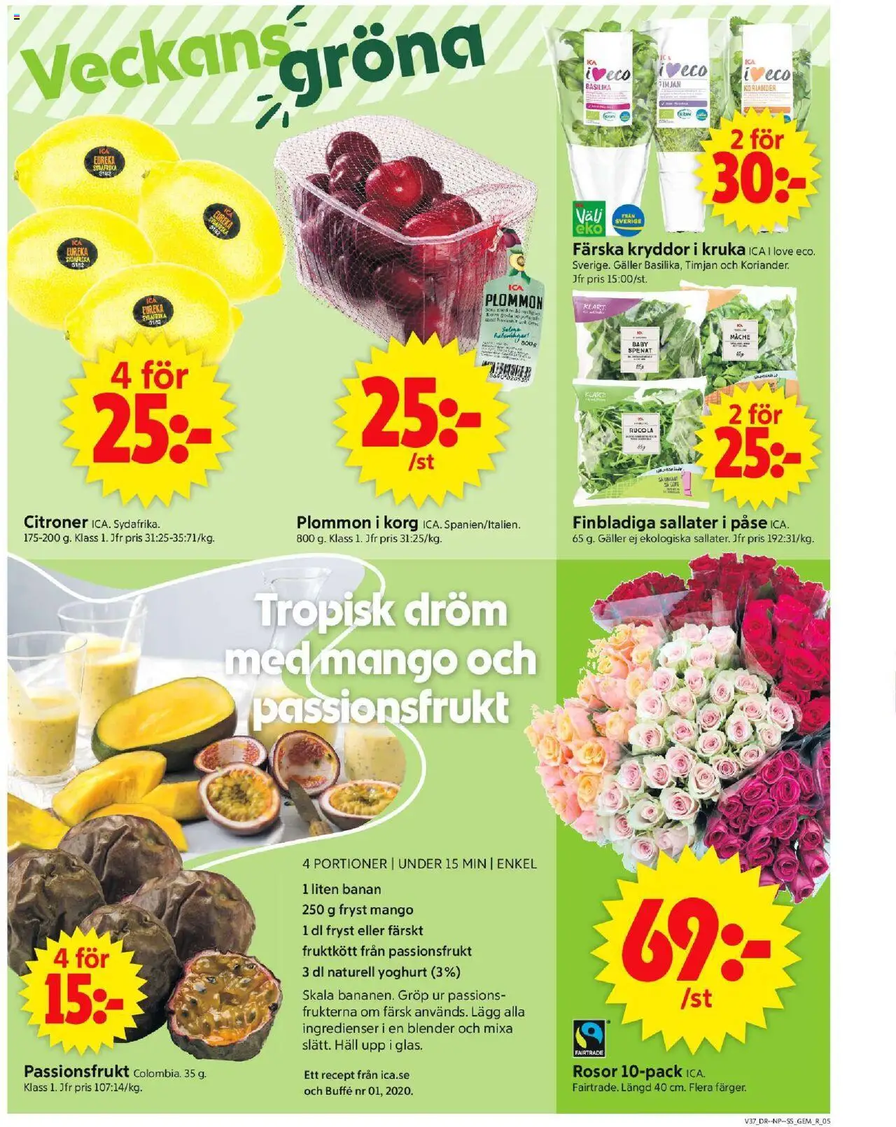 ICA Supermarket reklamblad aktuell från 08.09.2025 | Sida: 5 | Produkter: Kruka, Spenat, Passionsfrukt, Blender