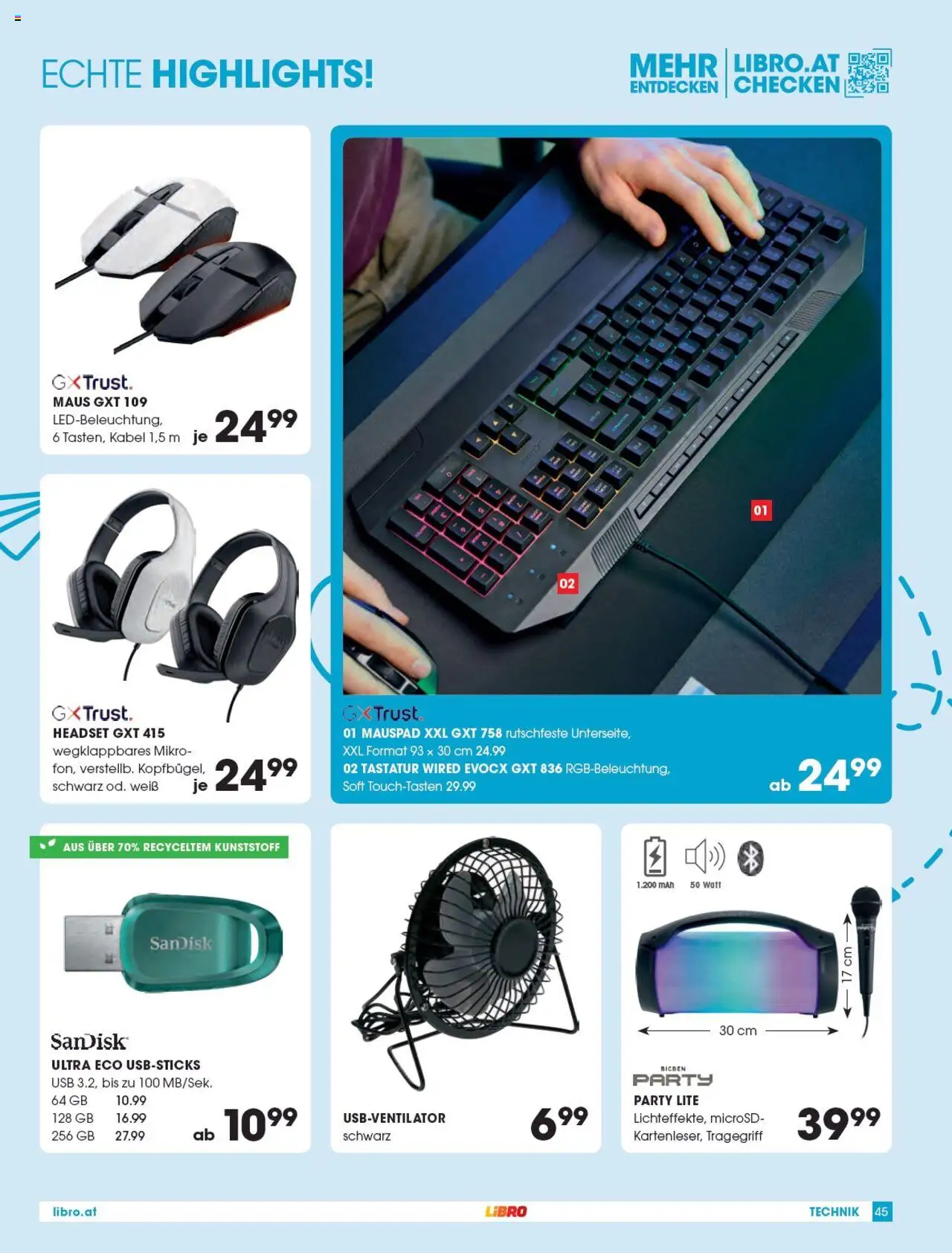 Libro Schulkatalog gültig ab 31.07.2025 | Seite: 45 | Produkte: Maus, Tastatur, Kabel, USB