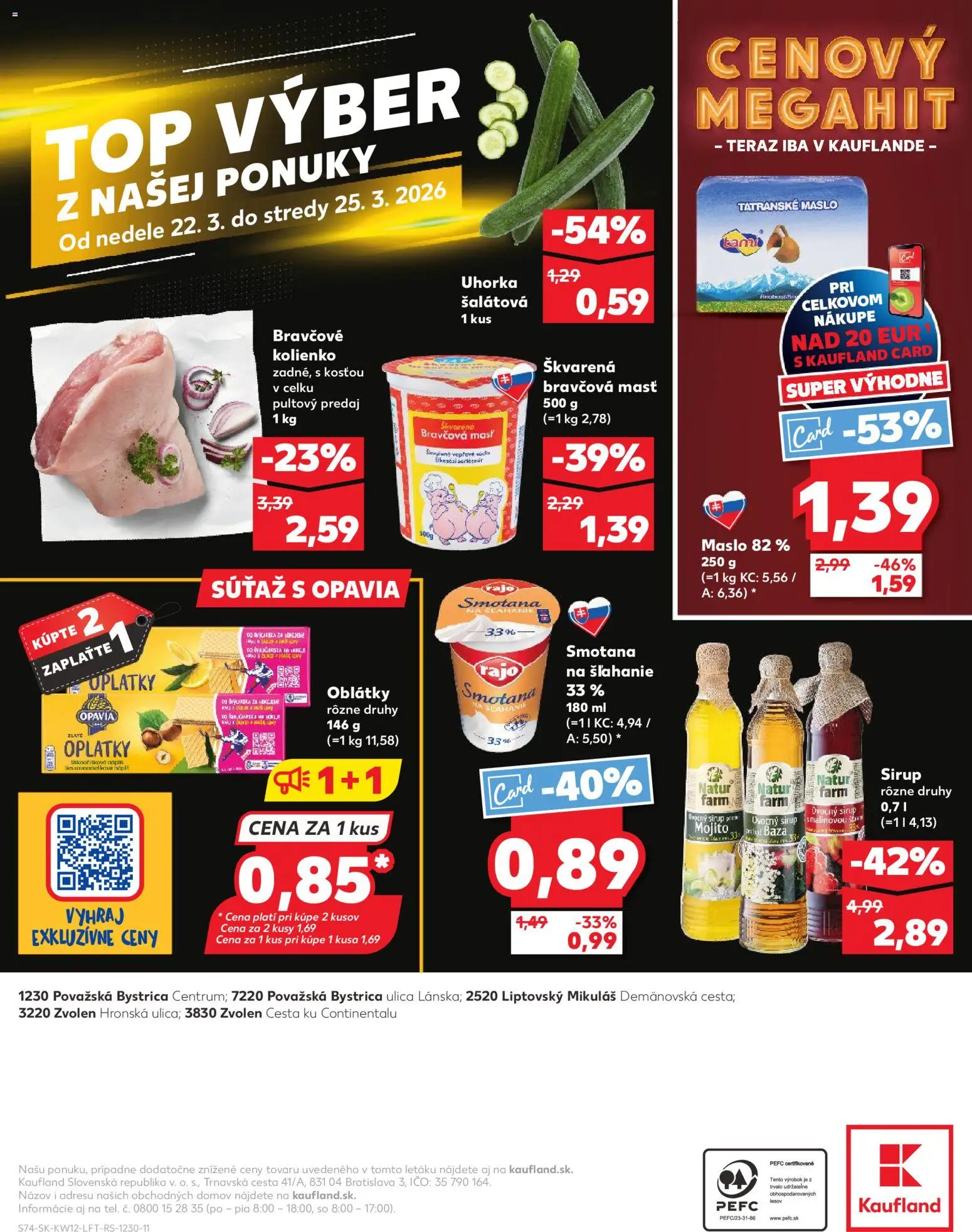 Nové Kaufland akcie – leták je platný od 19.03.2026 | Strana: 74 | Produkty: Maslo, Smotana, Tatranské maslo, Smotana na šľahanie