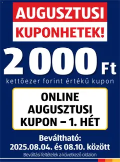 Aldi Augusztusi kuponhetek - amely érvényes a következő dátumtól: 04.08.2025