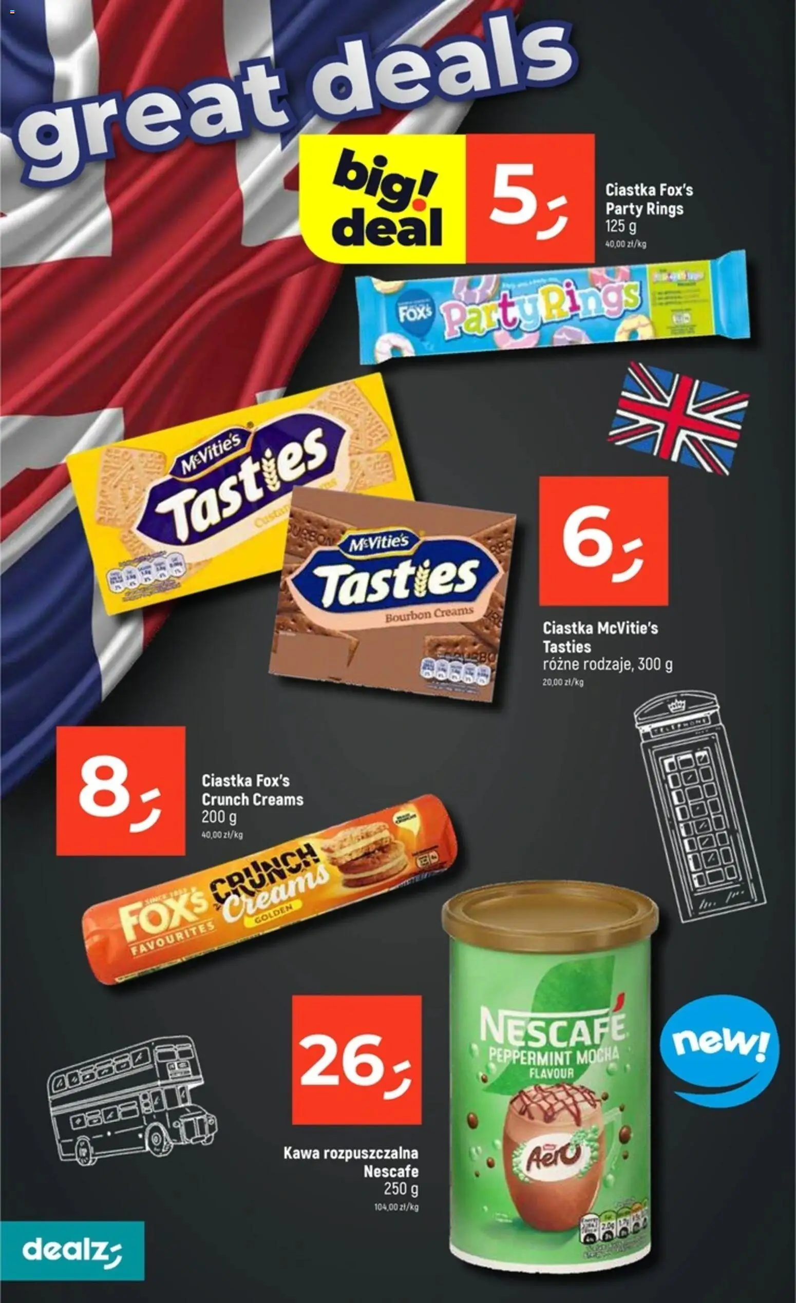 Dealz Gazetka od 22.01.2026 | Strona: 14 | Produkty: Bourbon, Nescafe, Kawa rozpuszczalna, Ciastka