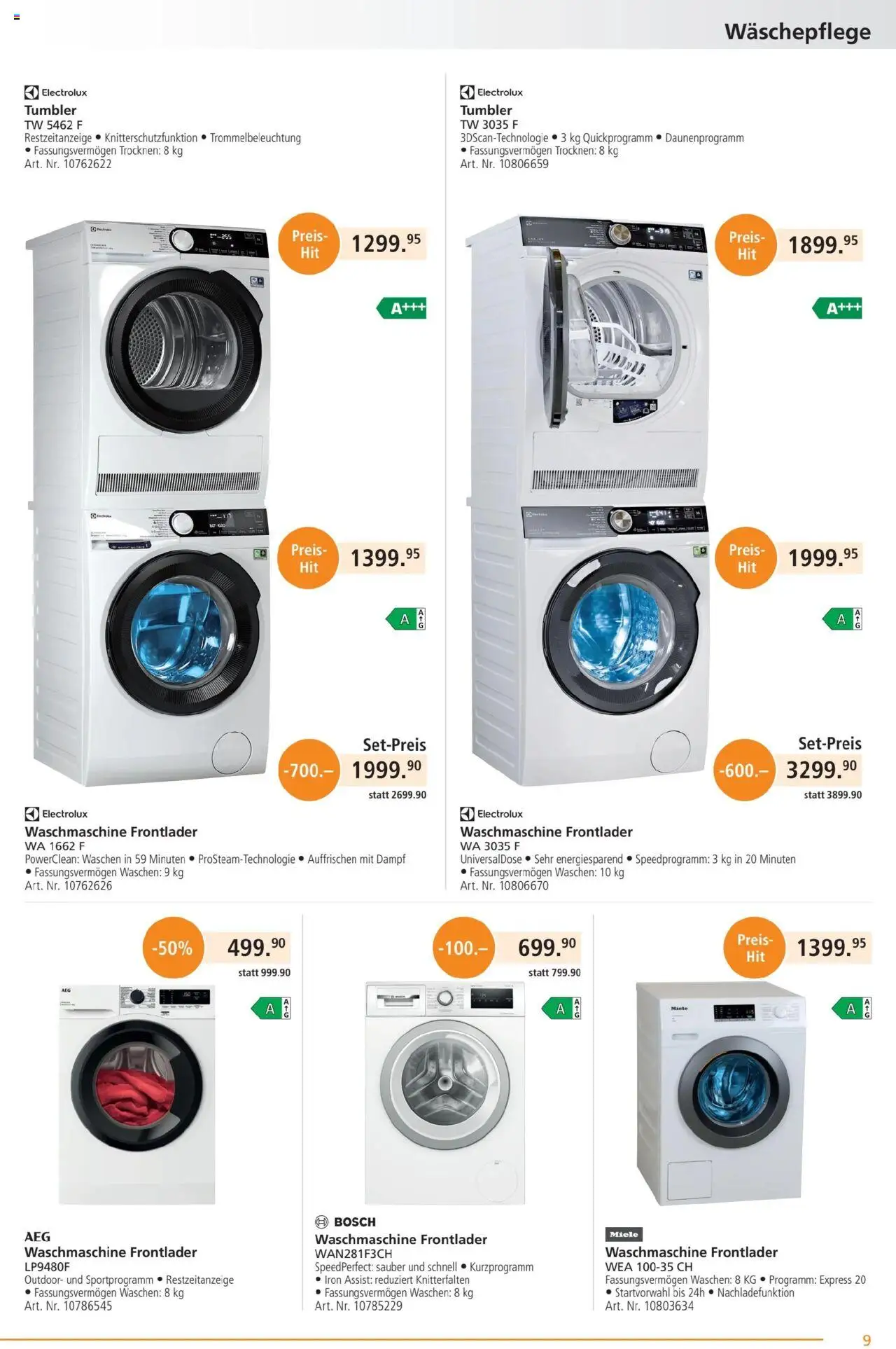 Fust Aktionen ab 26.05.2025 | Seite: 9 | Produkte: Waschmaschine, Miele, Bosch