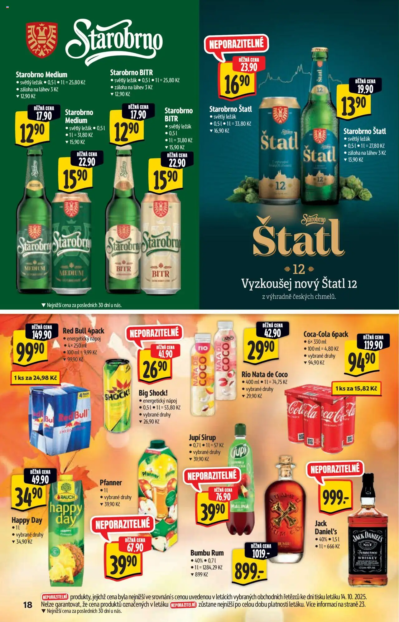 Albert katalog - Hypermarket od 22.10.2025 | Strana: 18 | Produkty: Starobrno, Rum, Energetický nápoj, Láhev