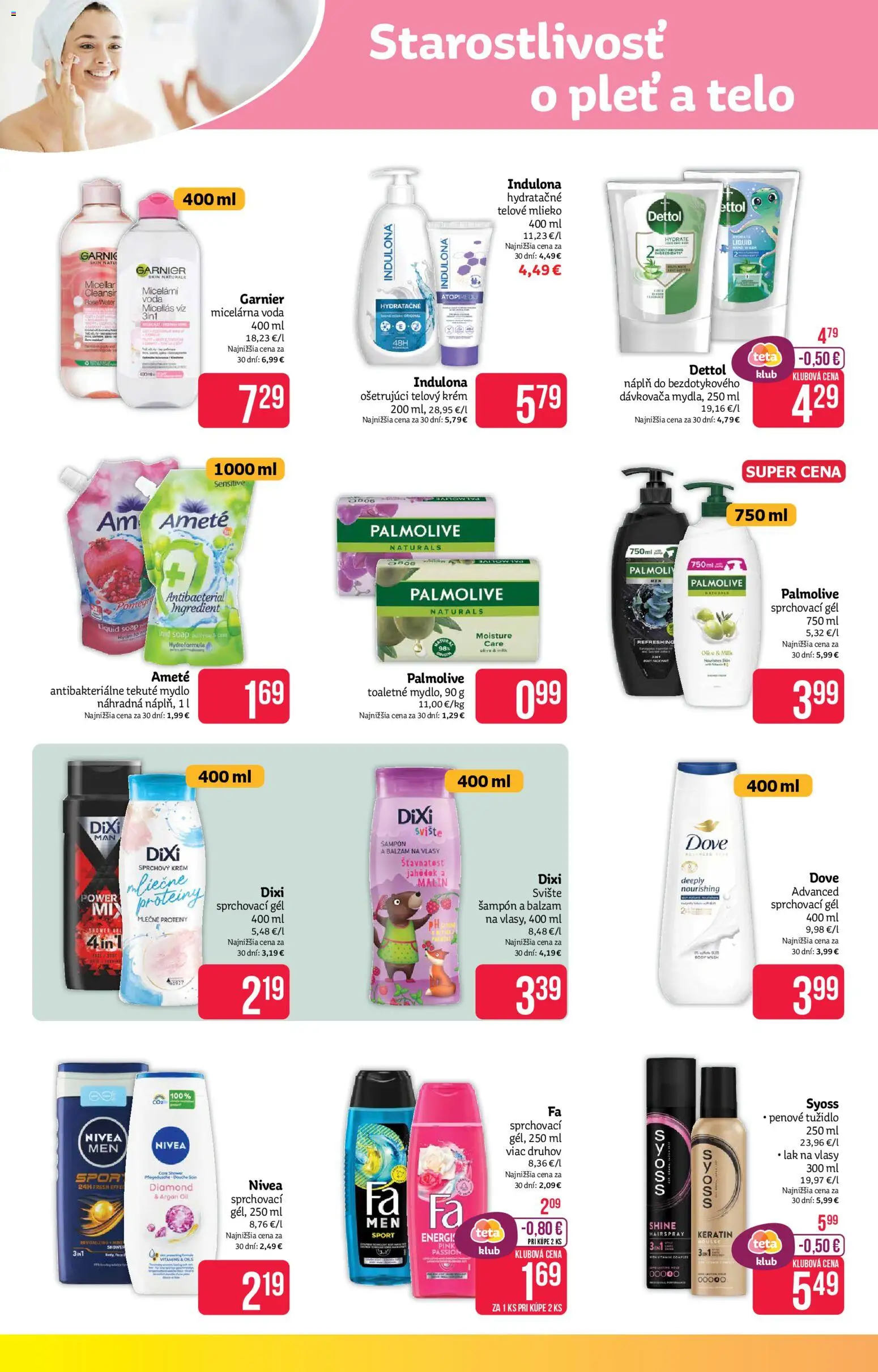 Nové Teta drogerie akcie – leták je platný od 02.03.2026 | Strana: 6 | Produkty: Lak na vlasy, Mydlo, Voda, Indulona