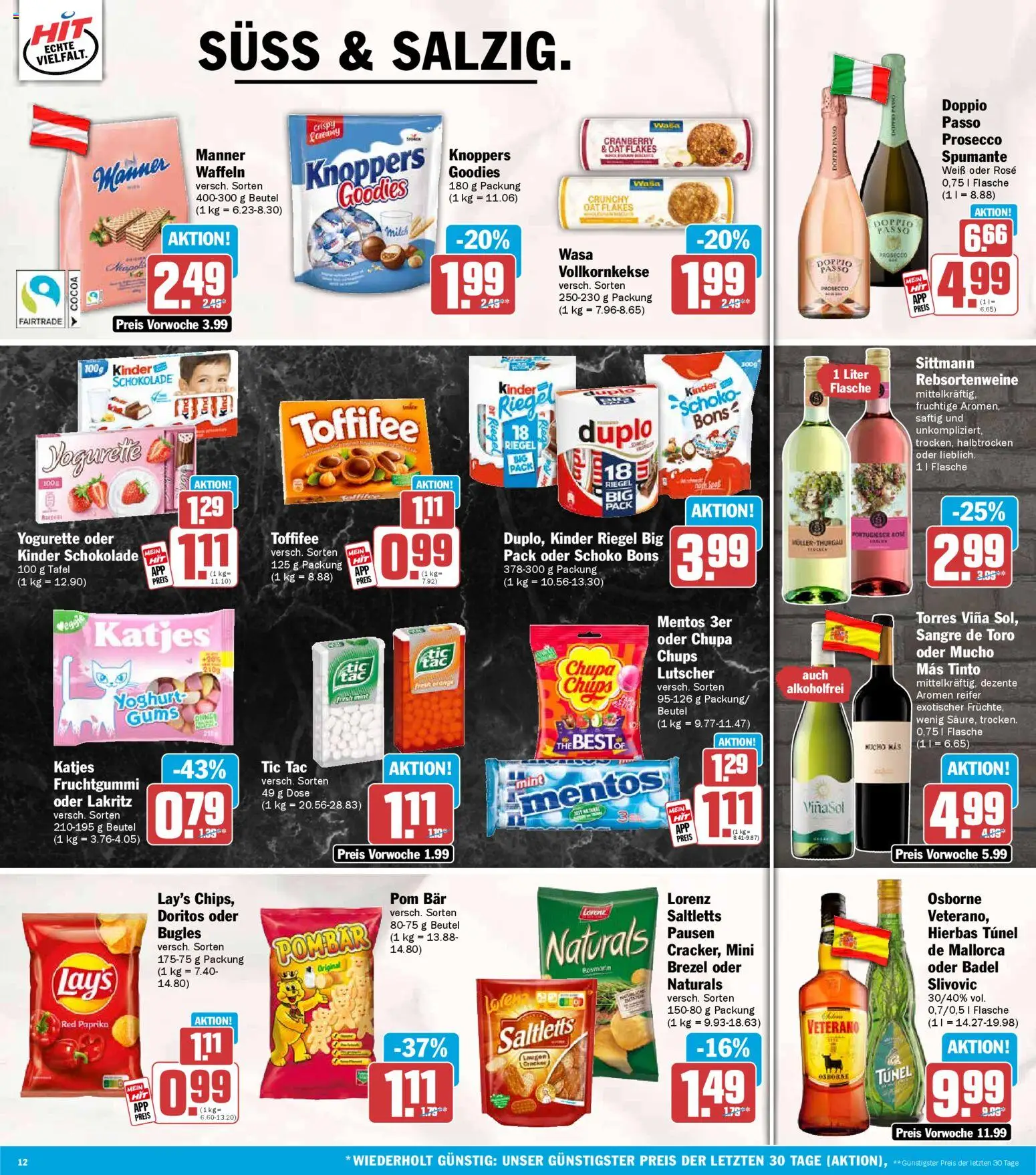 HIT Prospekt 	 – gültig ab 20.04.2026 | Seite: 12 | Produkte: Kinder schokolade, Kinder riegel, Waffeln, Paprika